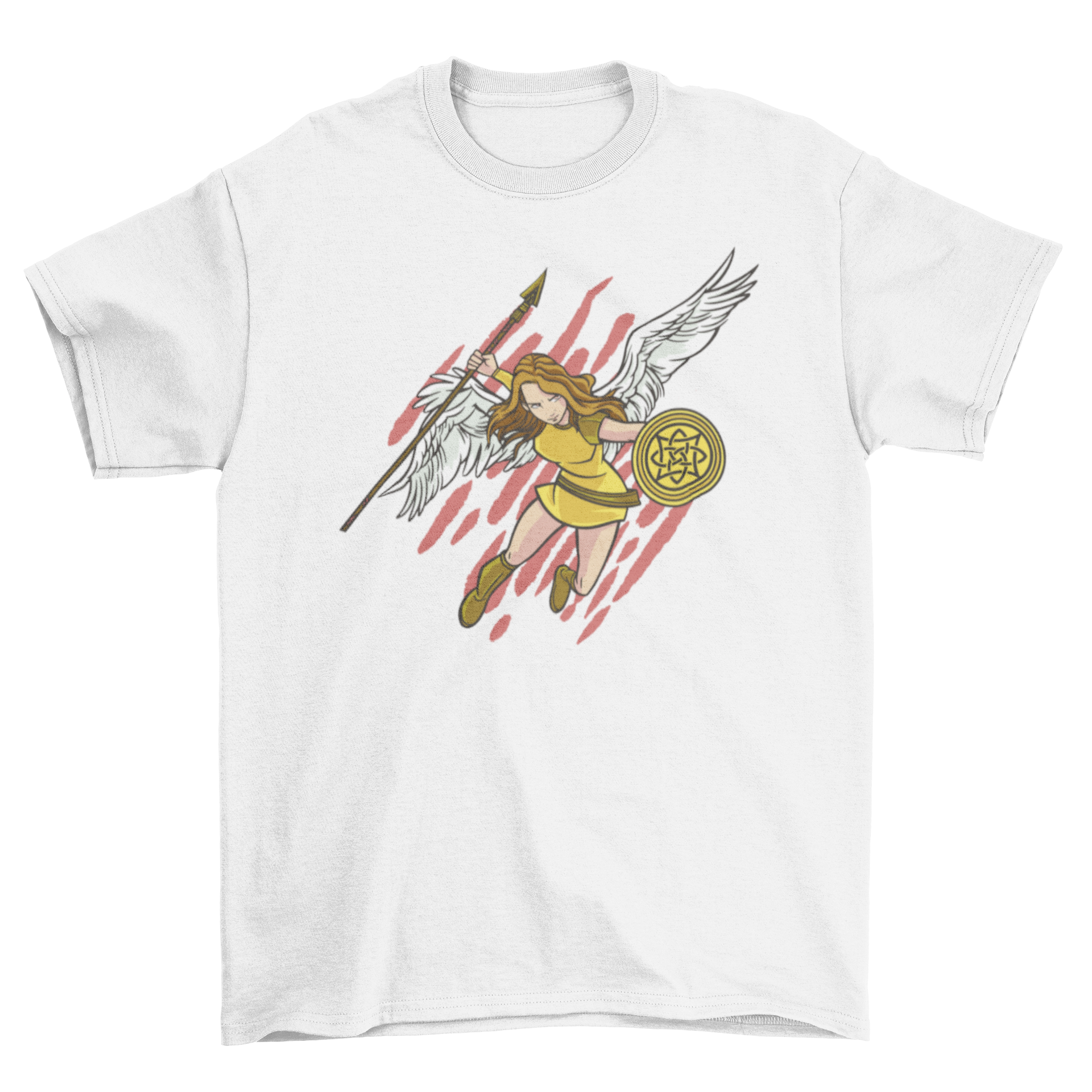 Valkiria warrior t-shirt featuring a bold warrior design, showcasing Norse mythology elements.