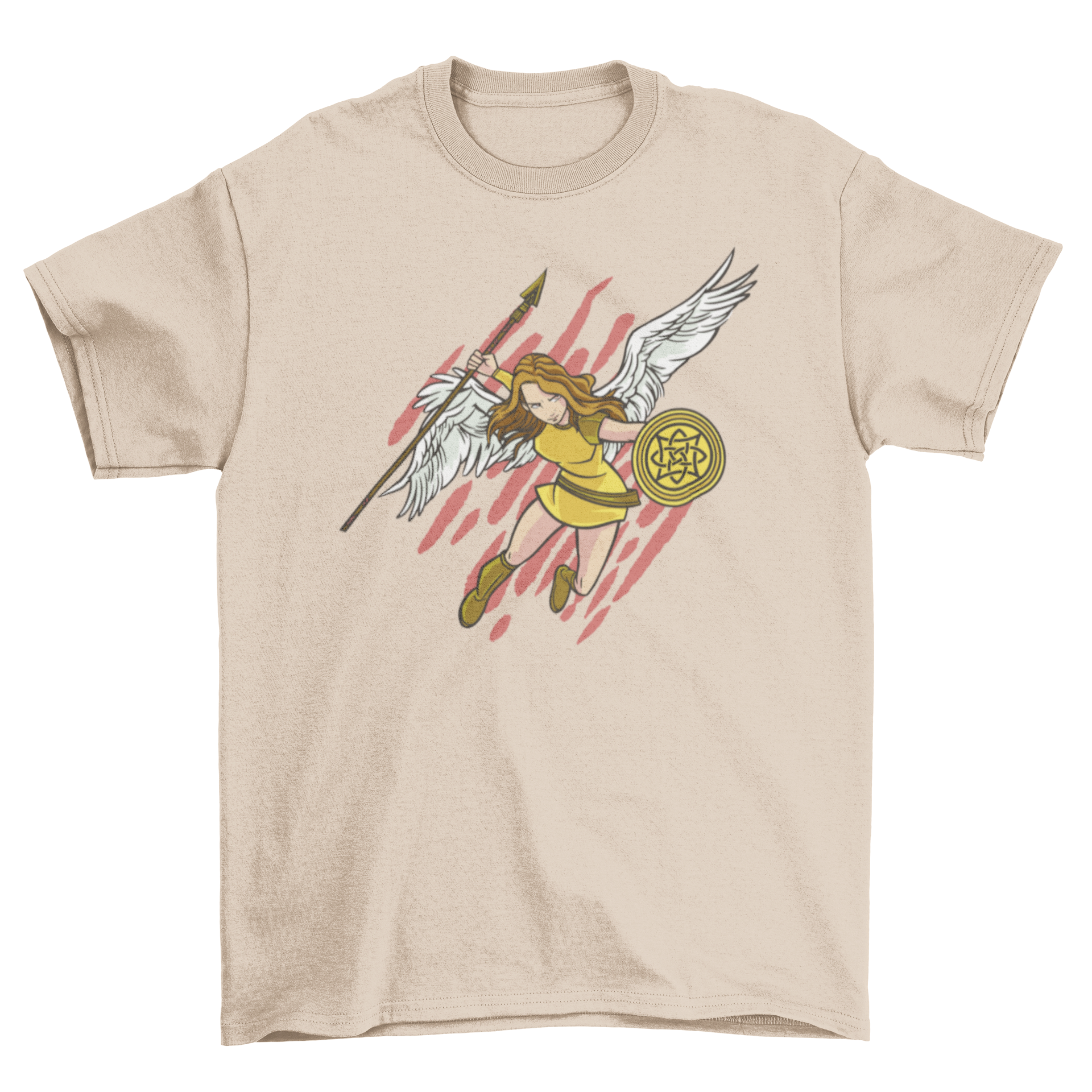 Valkiria warrior t-shirt featuring a bold warrior design, showcasing Norse mythology elements.