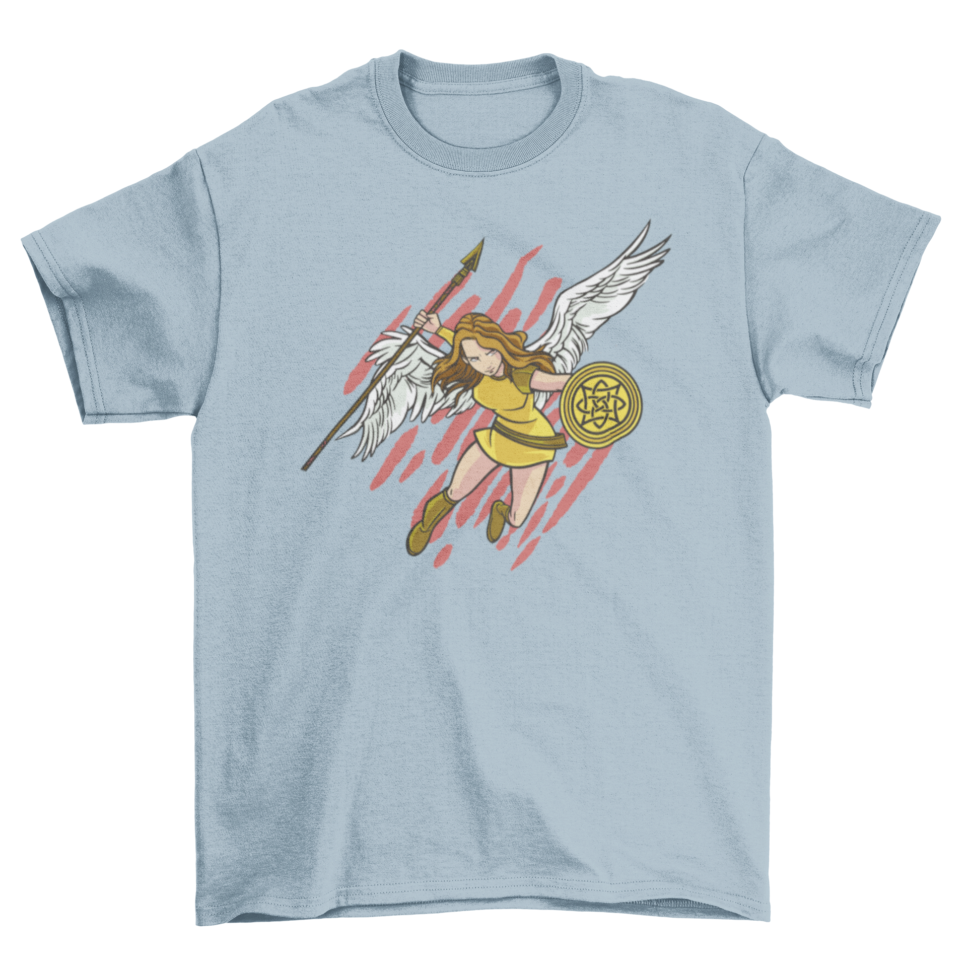 Valkiria warrior t-shirt featuring a bold warrior design, showcasing Norse mythology elements.