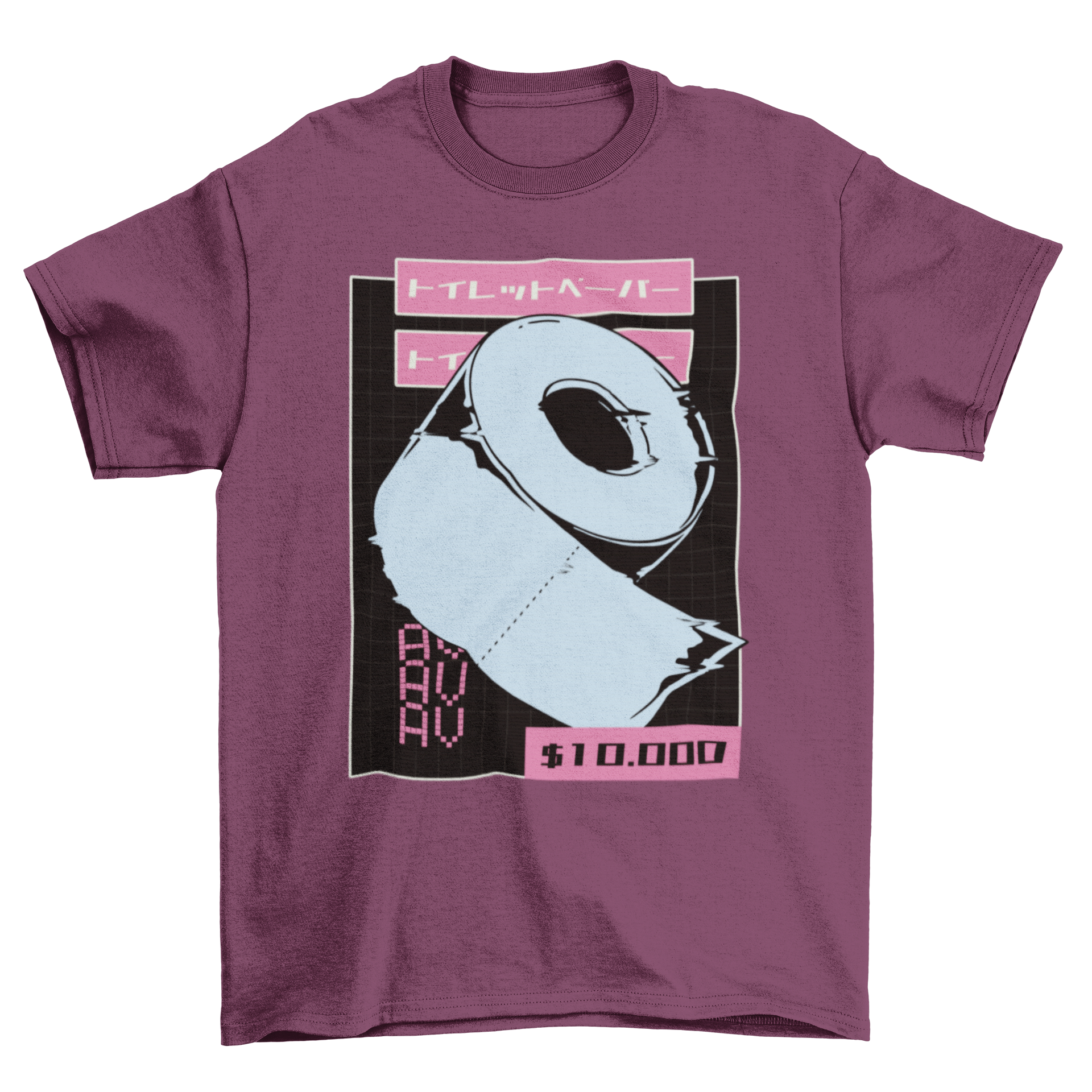 Vaporwave toilet paper t-shirt featuring a colorful retro design with toilet paper illustration.