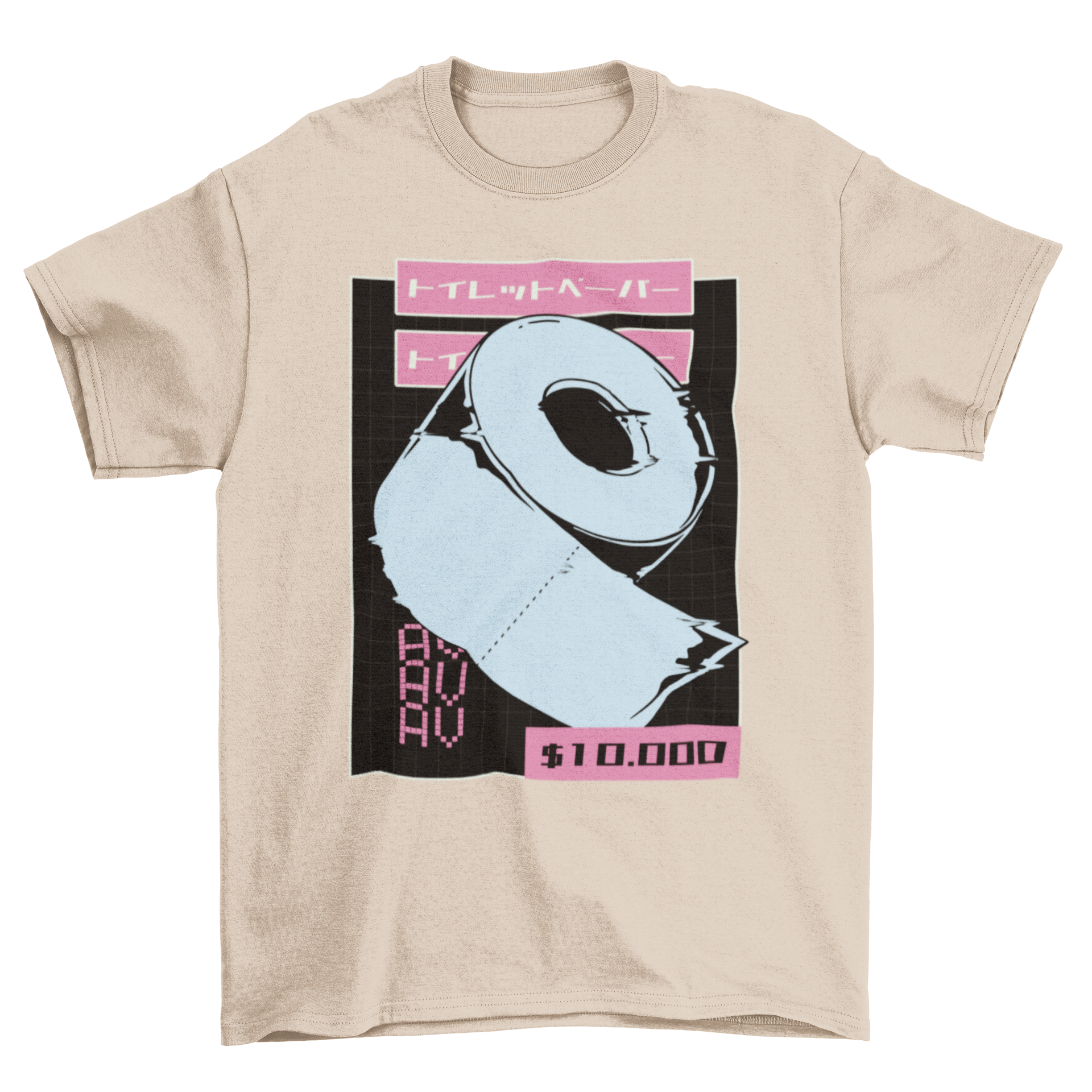 Vaporwave toilet paper t-shirt featuring a colorful retro design with toilet paper illustration.