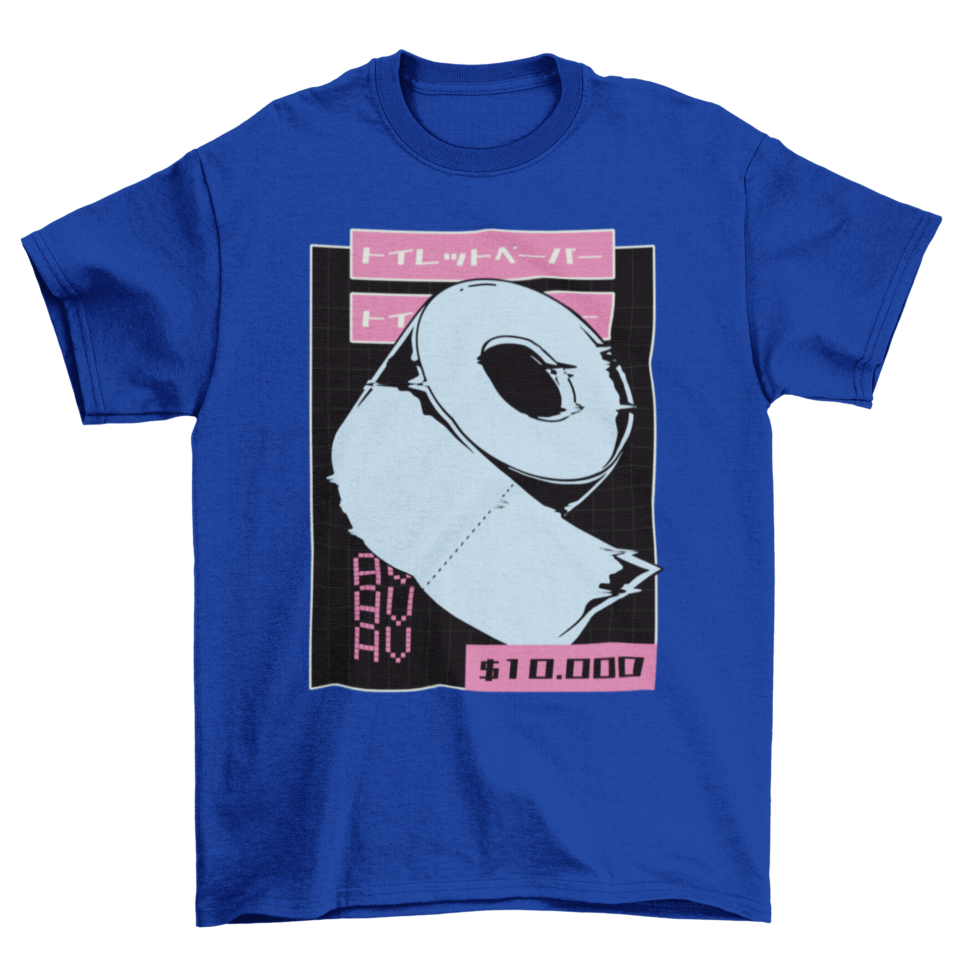 Vaporwave toilet paper t-shirt featuring a colorful retro design with toilet paper illustration.