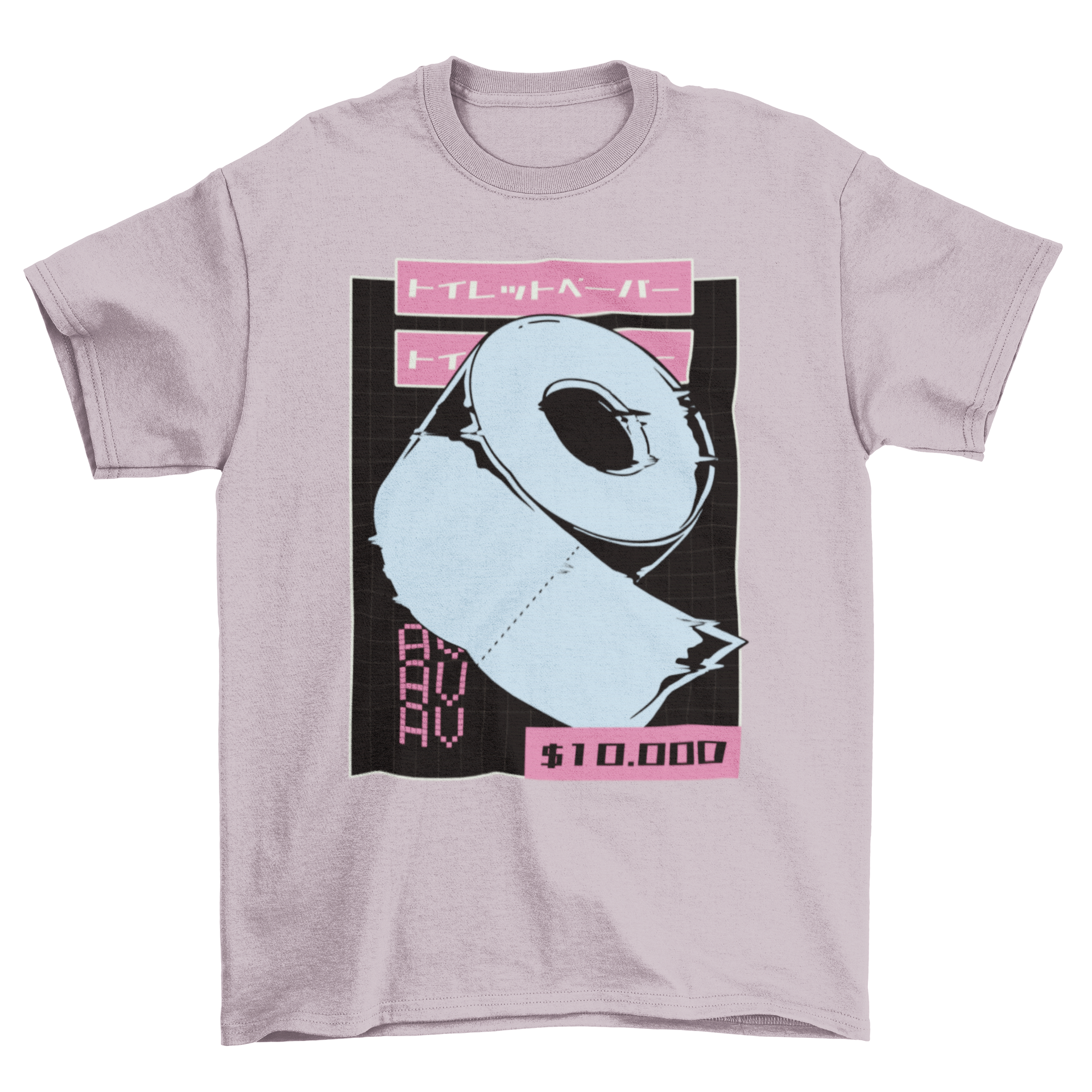 Vaporwave toilet paper t-shirt featuring a colorful retro design with toilet paper illustration.