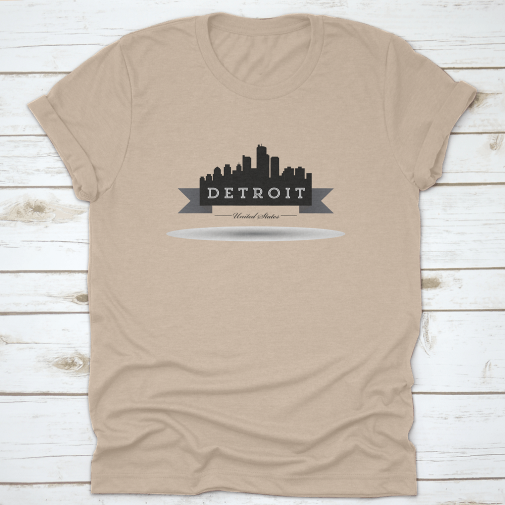 Vector Detroit Skyline T-Shirt featuring a stylish skyline design on a soft cotton fabric.