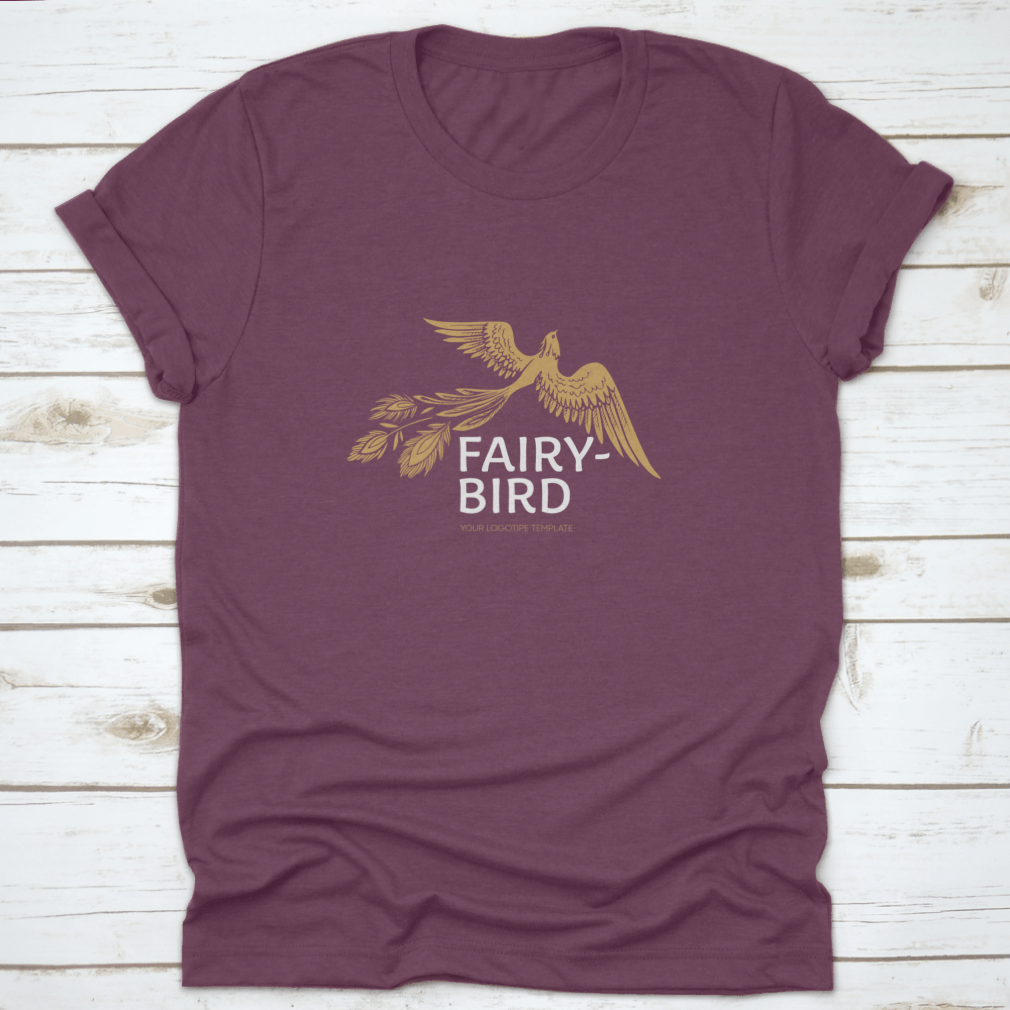 Stylized graphic of a phoenix bird flying, showcasing vibrant colors and intricate details, perfect for casual wear.