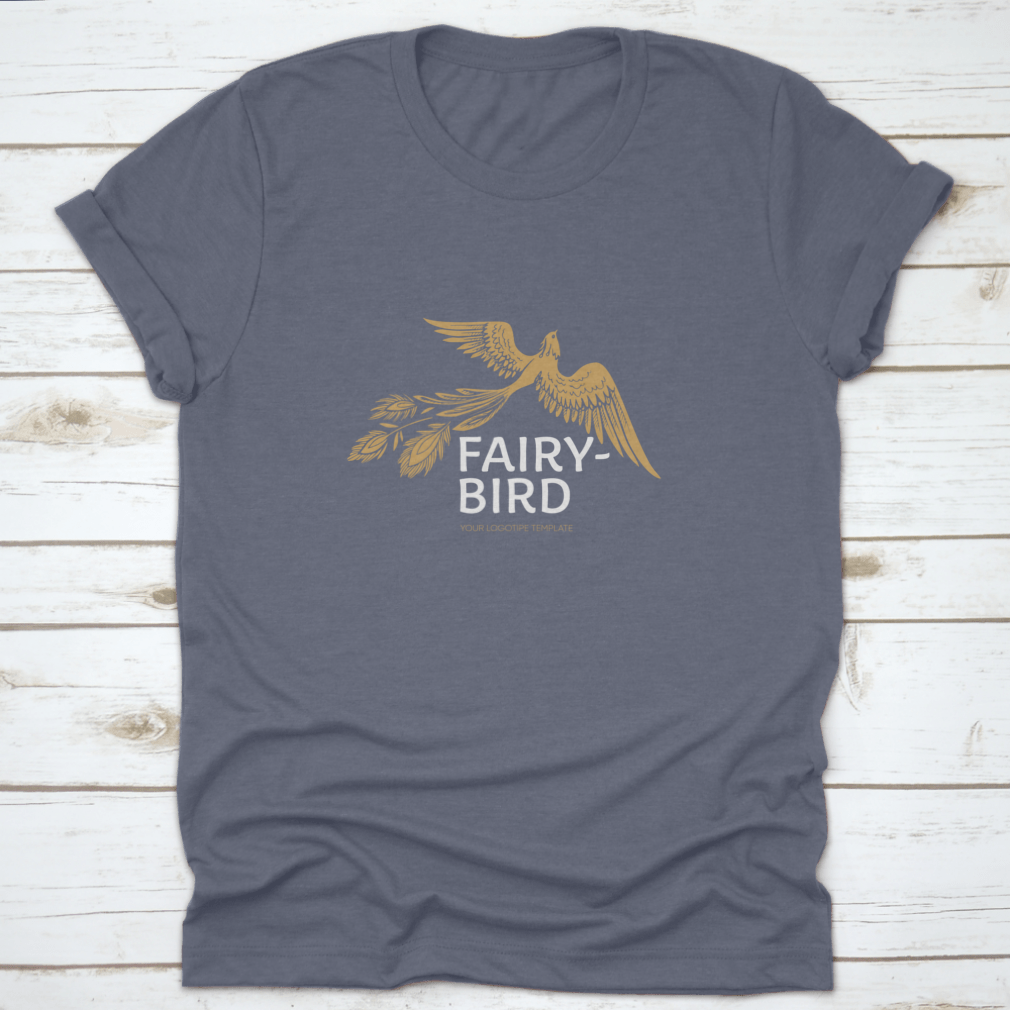 Stylized graphic of a phoenix bird flying, showcasing vibrant colors and intricate details, perfect for casual wear.