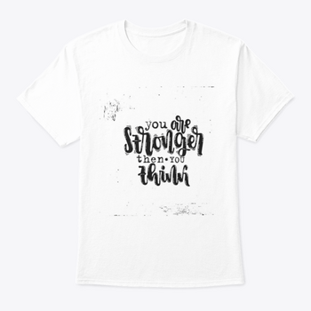 Vector hand drawn illustration t-shirt featuring the phrase 'You Are Stronger Than You', showcasing a classic fit and soft cotton fabric.