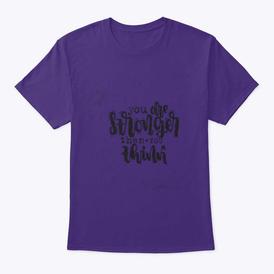 Vector hand drawn illustration t-shirt featuring the phrase 'You Are Stronger Than You', showcasing a classic fit and soft cotton fabric.