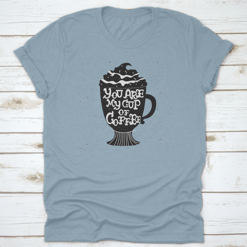 Vector hand drawn style illustration featuring a cup silhouette on a comfortable cotton fabric.