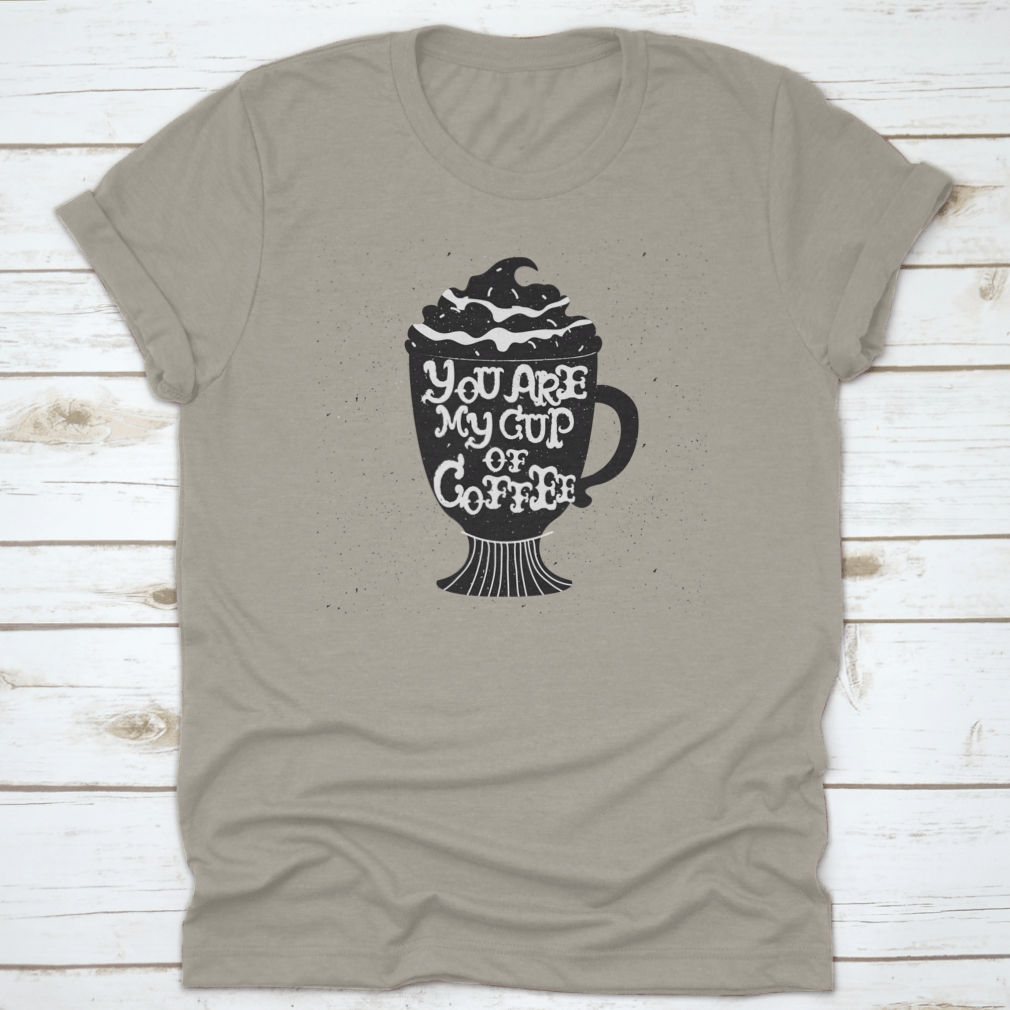 Vector hand drawn style illustration featuring a cup silhouette on a comfortable cotton fabric.