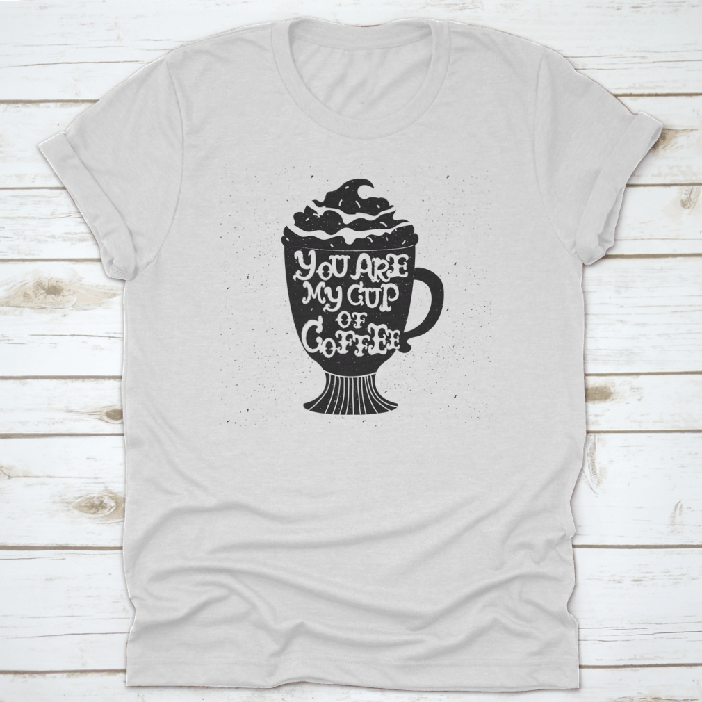 Vector hand drawn style illustration featuring a cup silhouette on a comfortable cotton fabric.