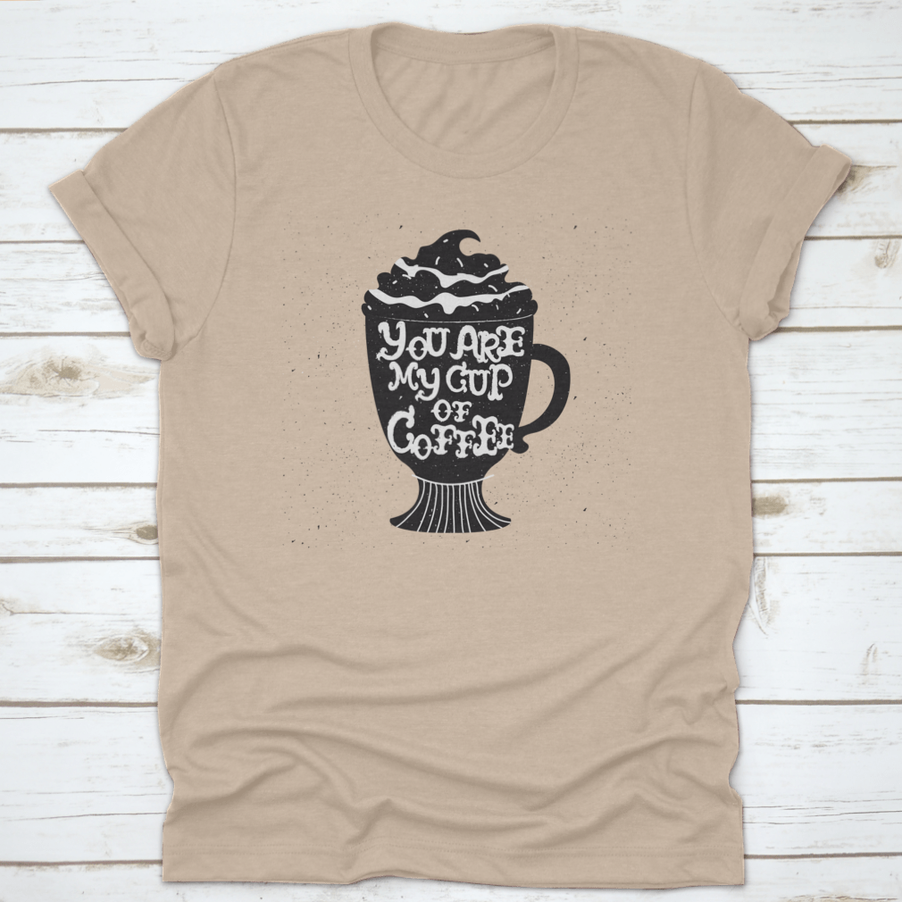 Vector hand drawn style illustration featuring a cup silhouette on a comfortable cotton fabric.