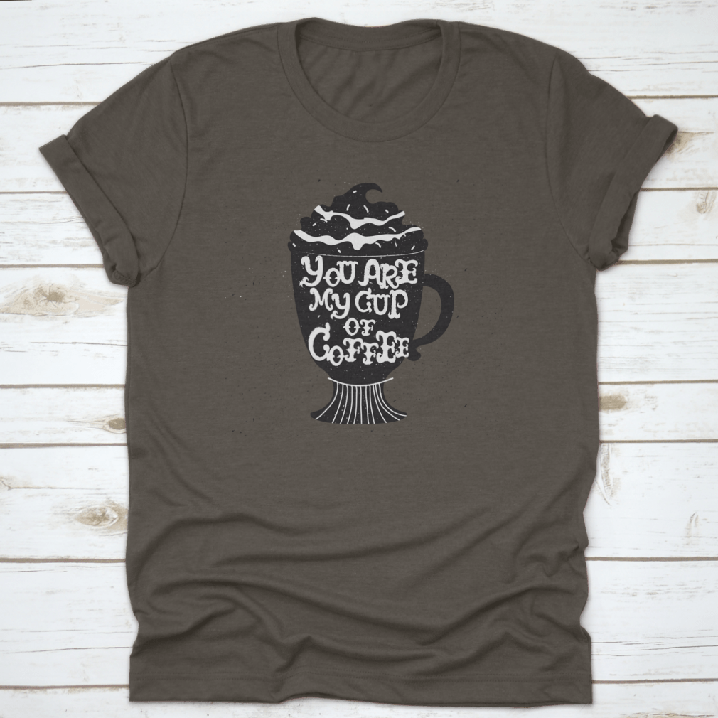 Vector hand drawn style illustration featuring a cup silhouette on a comfortable cotton fabric.