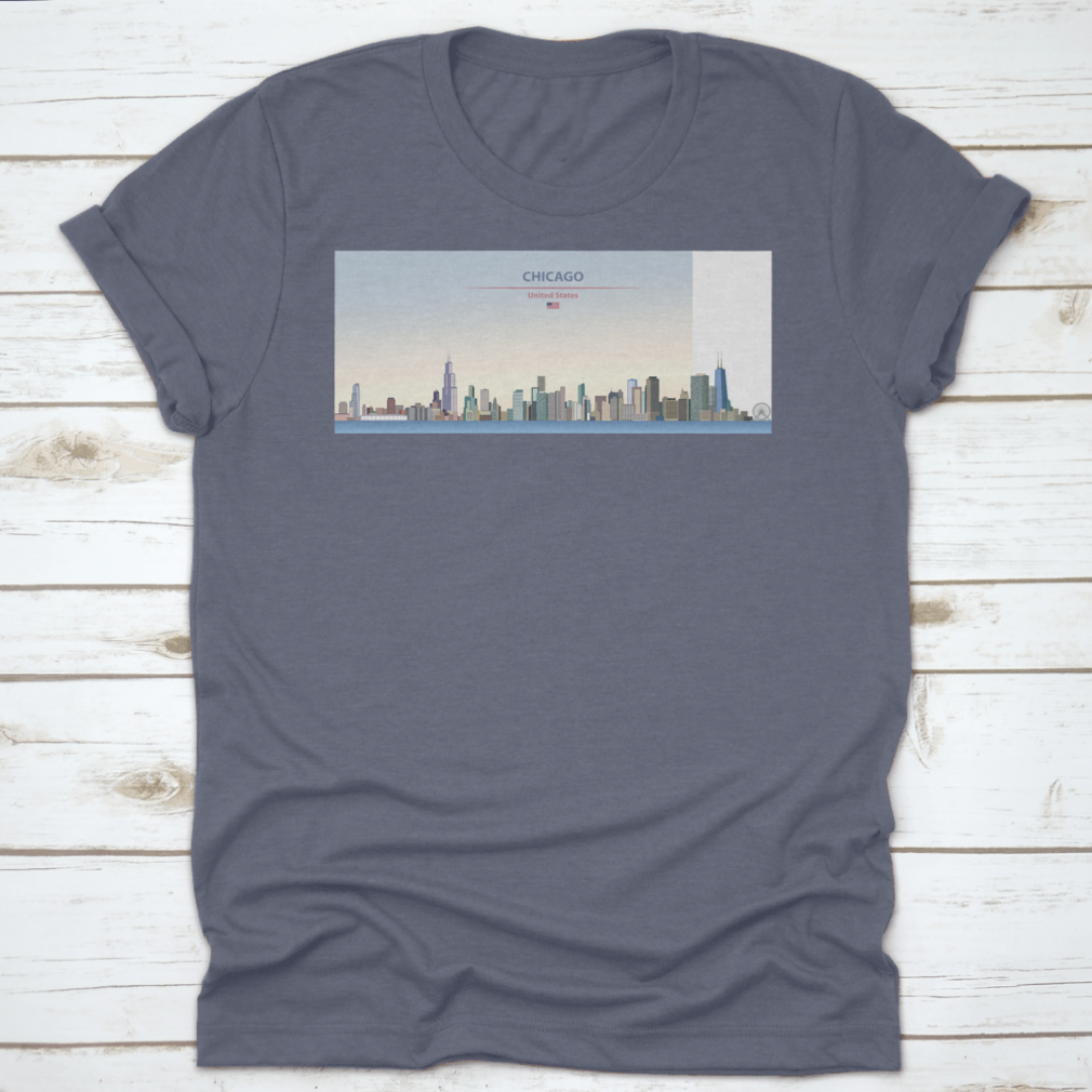 A vibrant vector illustration of the Chicago city skyline featuring a colorful gradient background, showcasing iconic buildings.