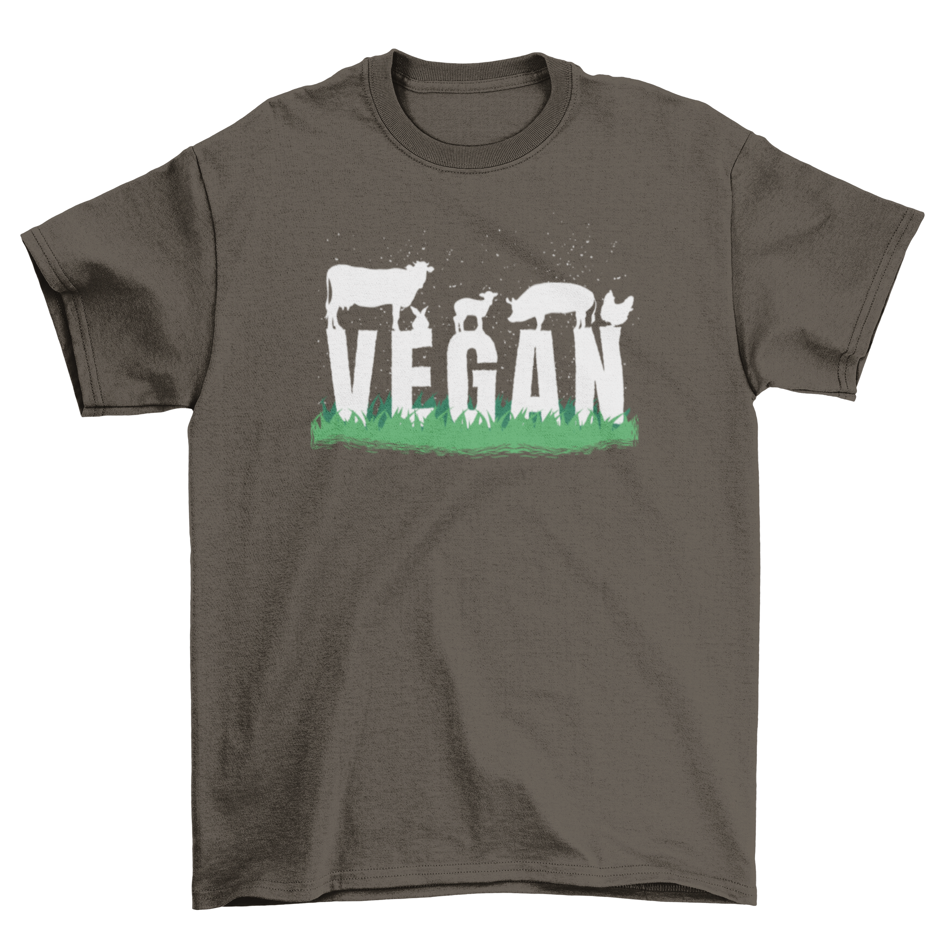 Vegan Animals Silhouette T-Shirt featuring animal silhouettes and the word vegan, perfect for animal lovers.