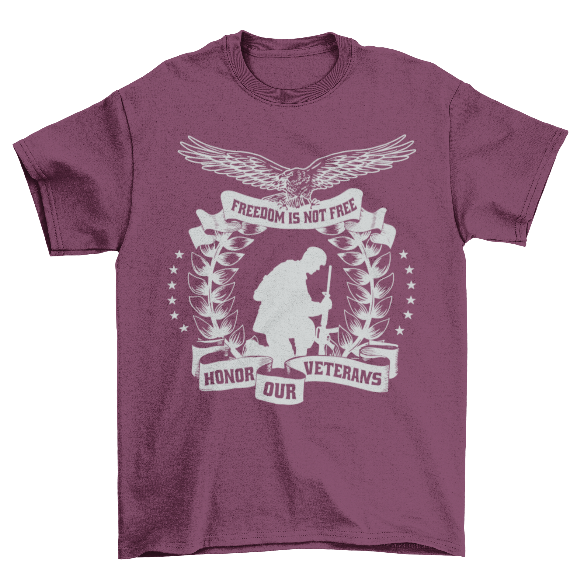 Veterans Day soldier silhouette t-shirt featuring an eagle and a powerful quote honoring veterans.