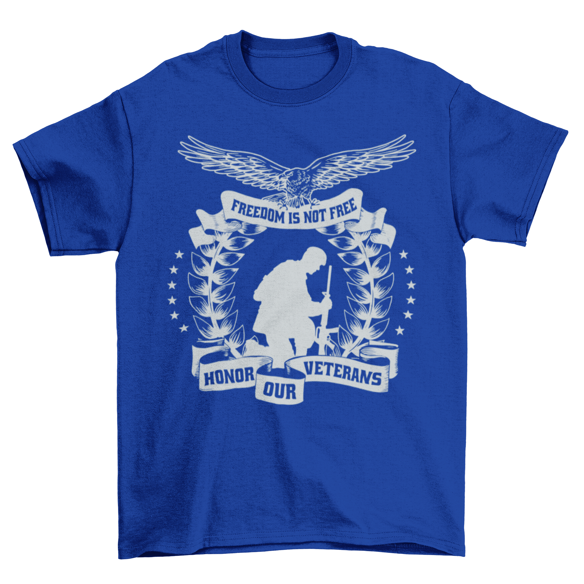 Veterans Day soldier silhouette t-shirt featuring an eagle and a powerful quote honoring veterans.