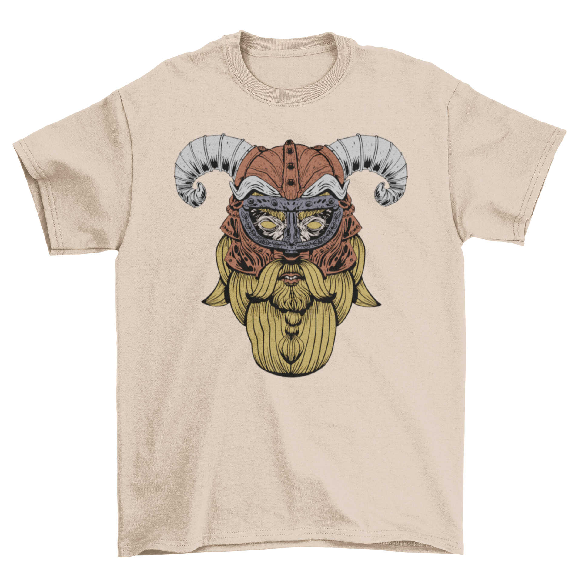 A stylish Viking face t-shirt featuring a detailed illustration of a Viking's face, perfect for casual wear.