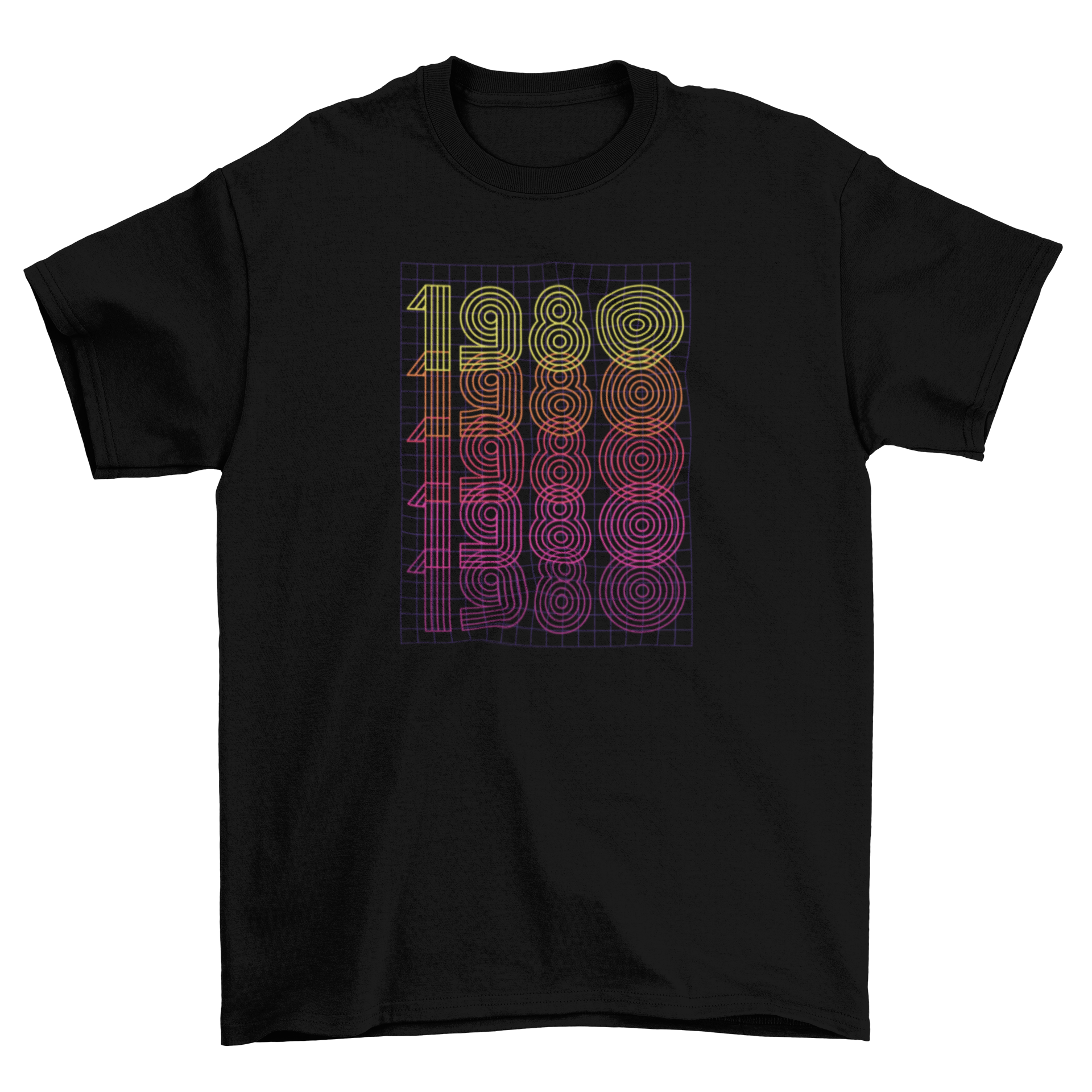 Vintage 1980 T-Shirt featuring a stylish repeat design of the year 1980, perfect for retro fashion enthusiasts.