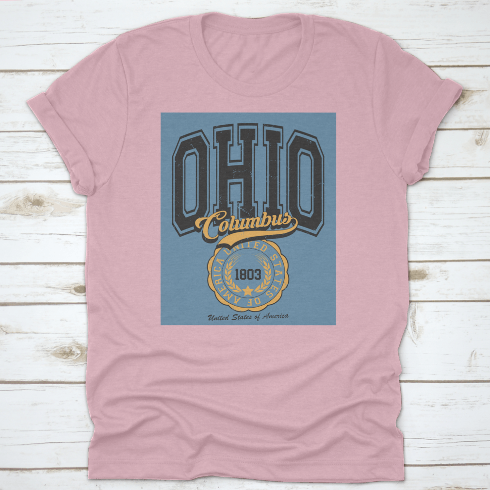 Vintage College Varsity Ohio State T-shirt featuring a classic fit and slogan emblem print, perfect for fans.