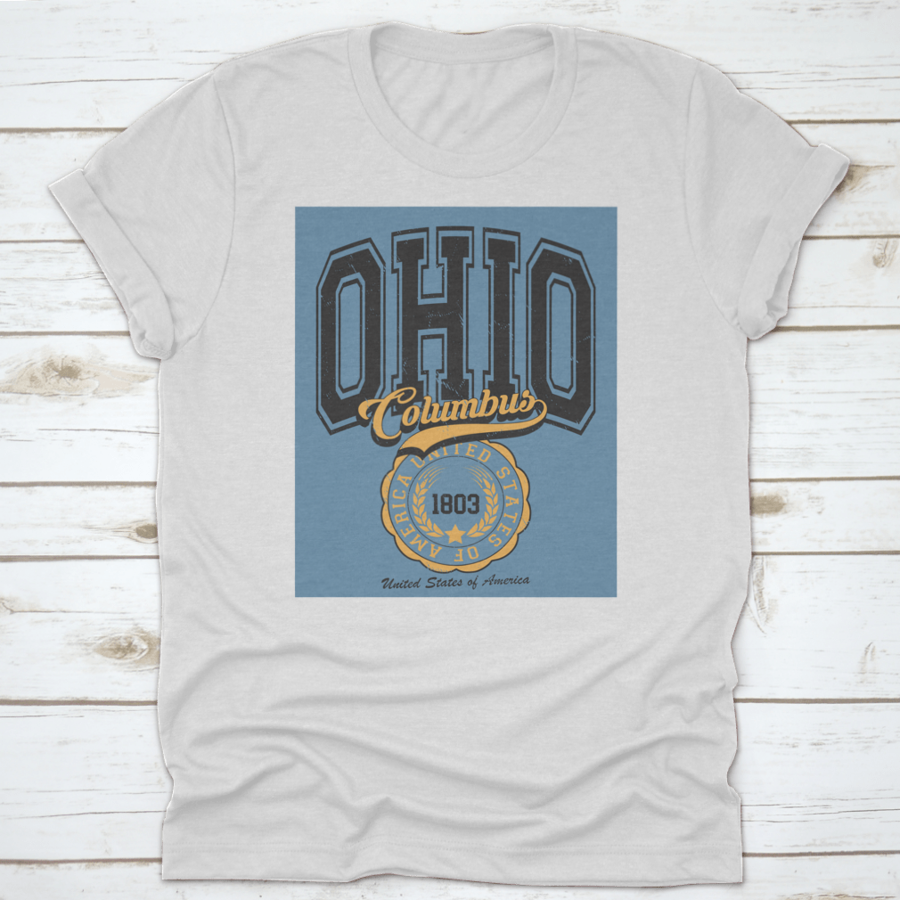 Vintage College Varsity Ohio State T-shirt featuring a classic fit and slogan emblem print, perfect for fans.