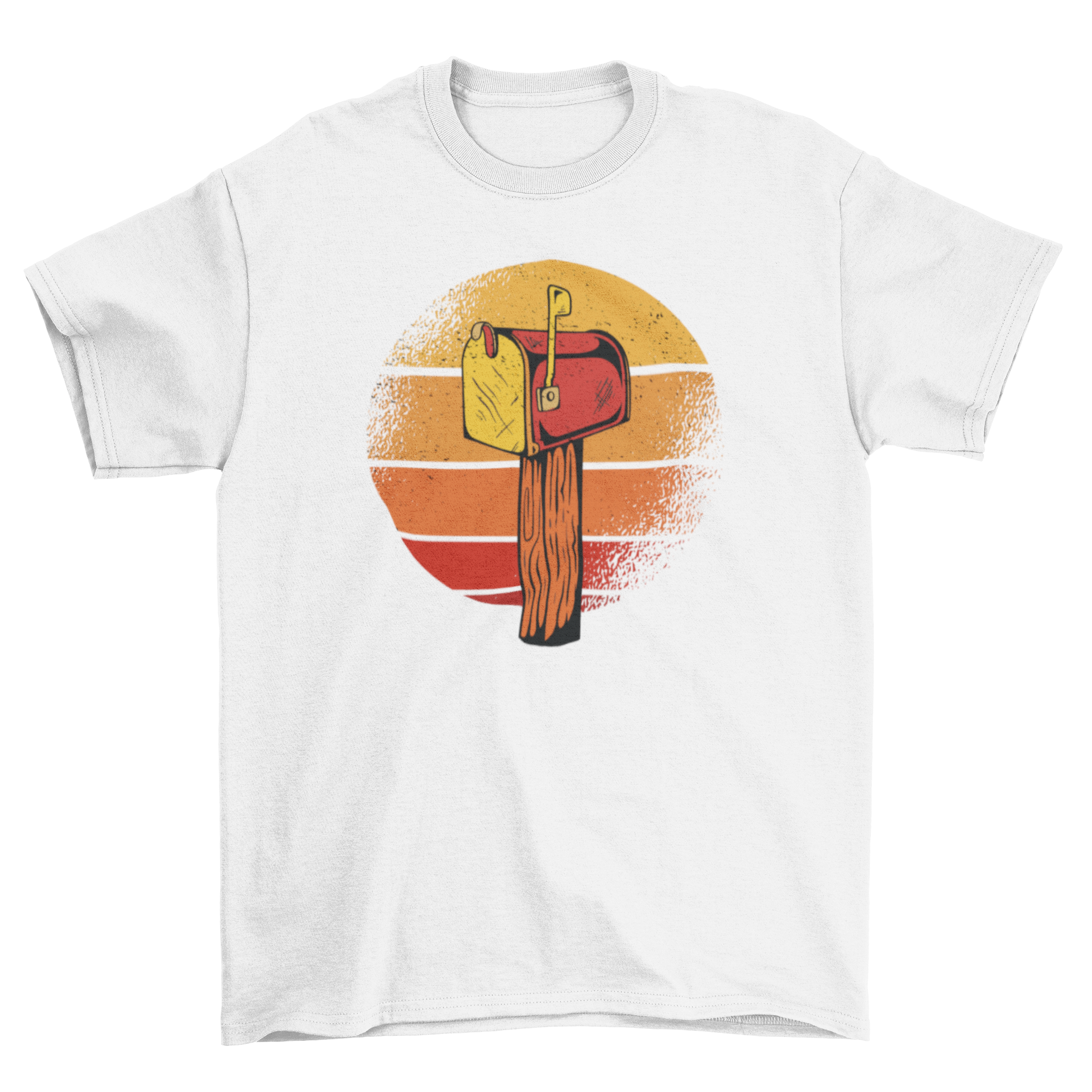 A stylish vintage t-shirt featuring a retro mailbox design, perfect for casual wear.