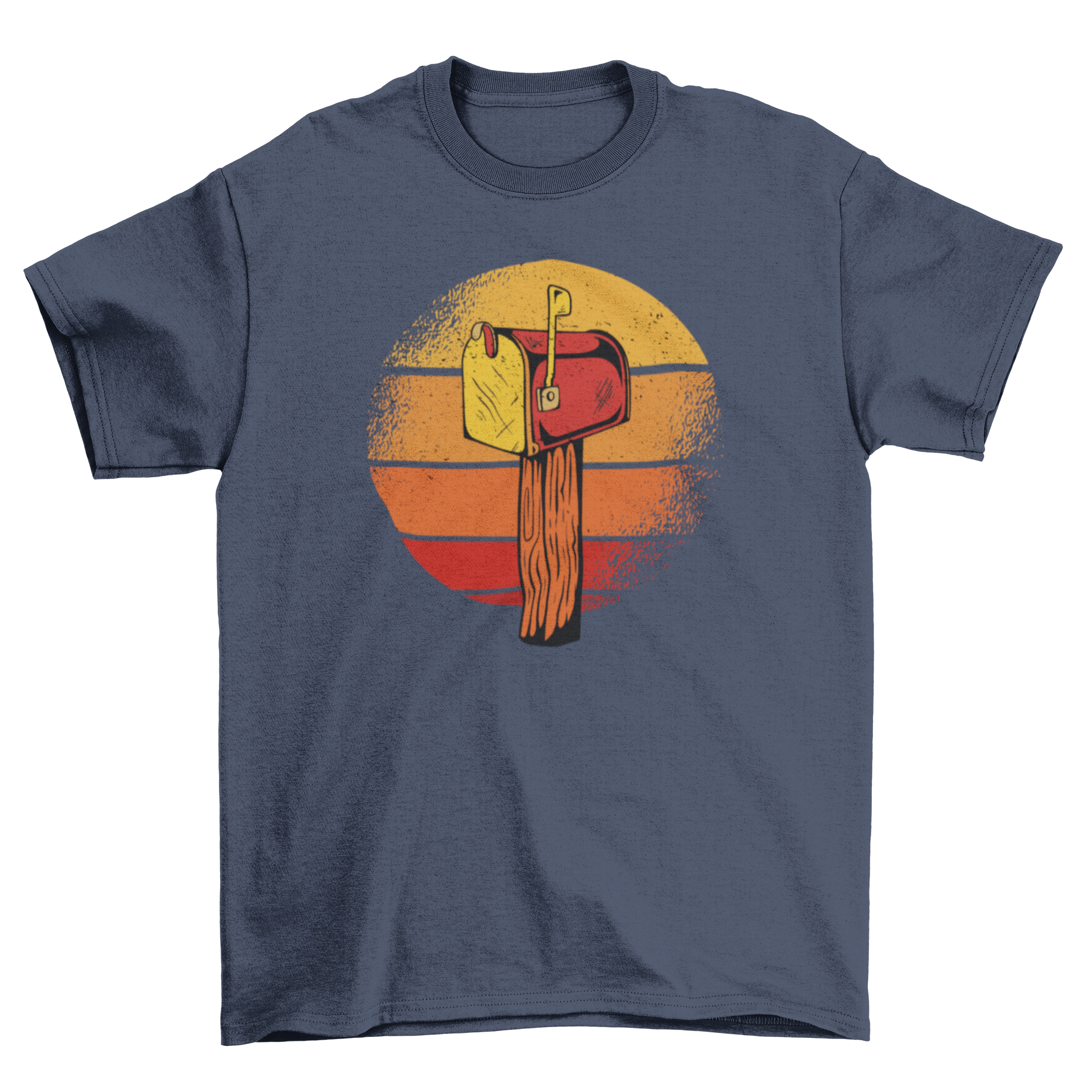 A stylish vintage t-shirt featuring a retro mailbox design, perfect for casual wear.