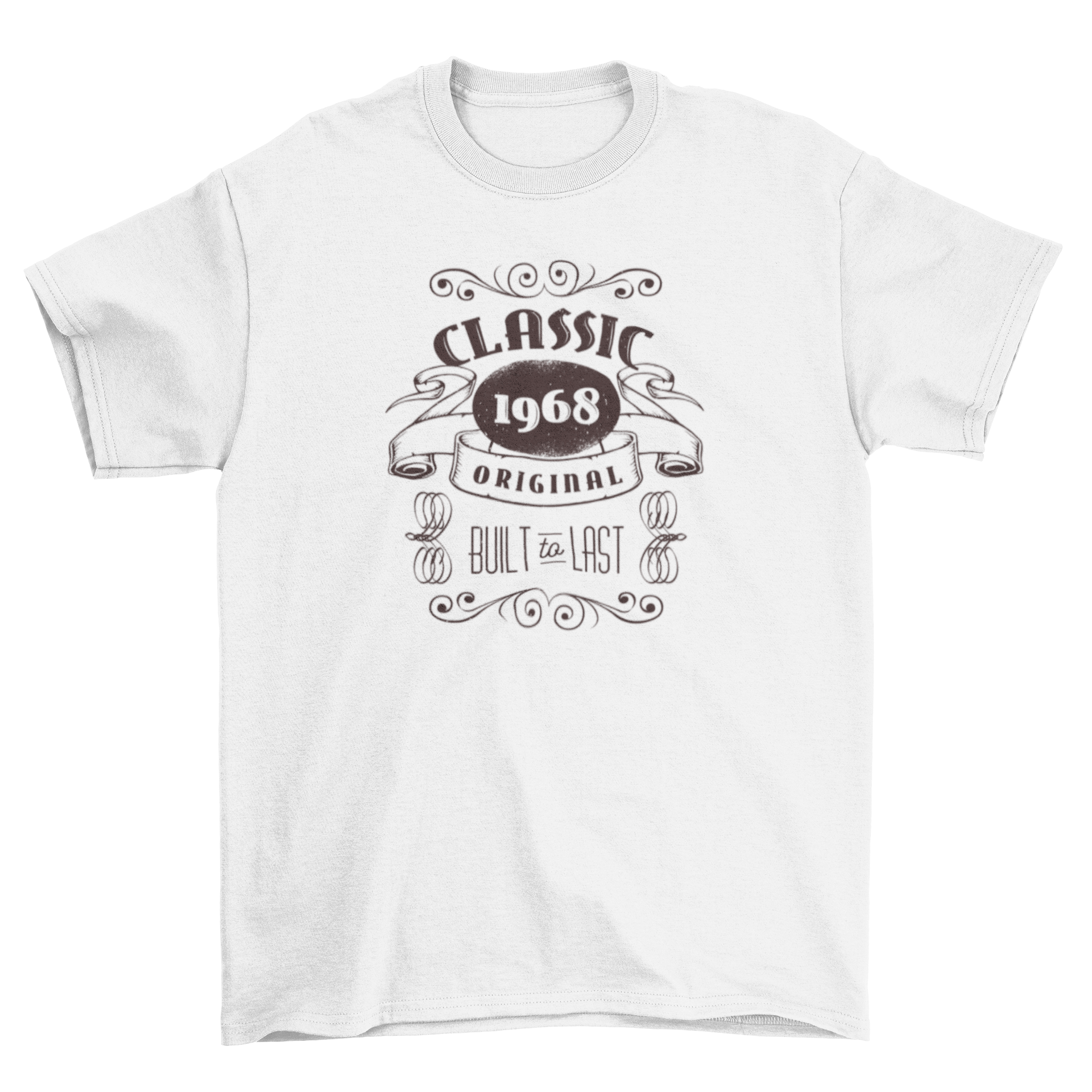 Vintage Original Retro 1968 Birthday T-shirt featuring a retro banner design for men and women.