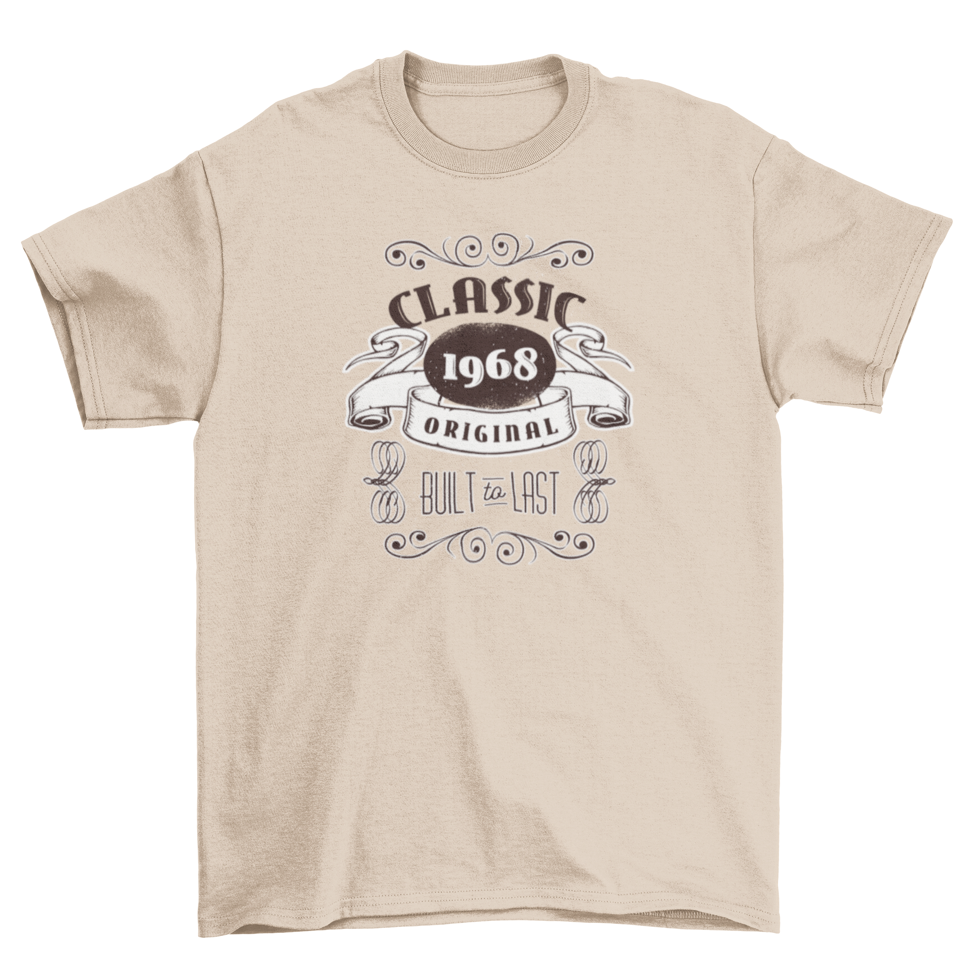 Vintage Original Retro 1968 Birthday T-shirt featuring a retro banner design for men and women.