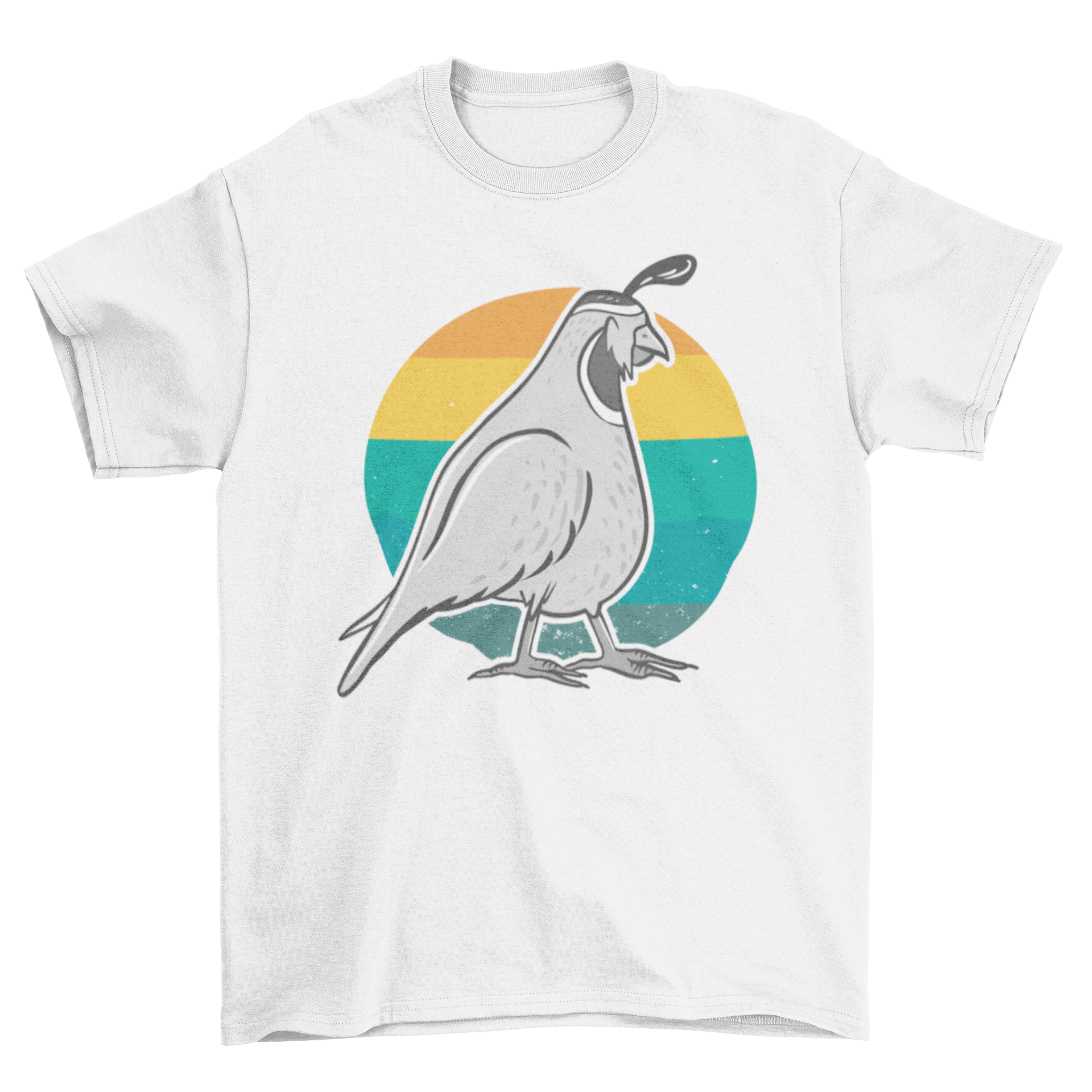 Vintage Quail T-shirt featuring a detailed quail illustration in a retro circle design.