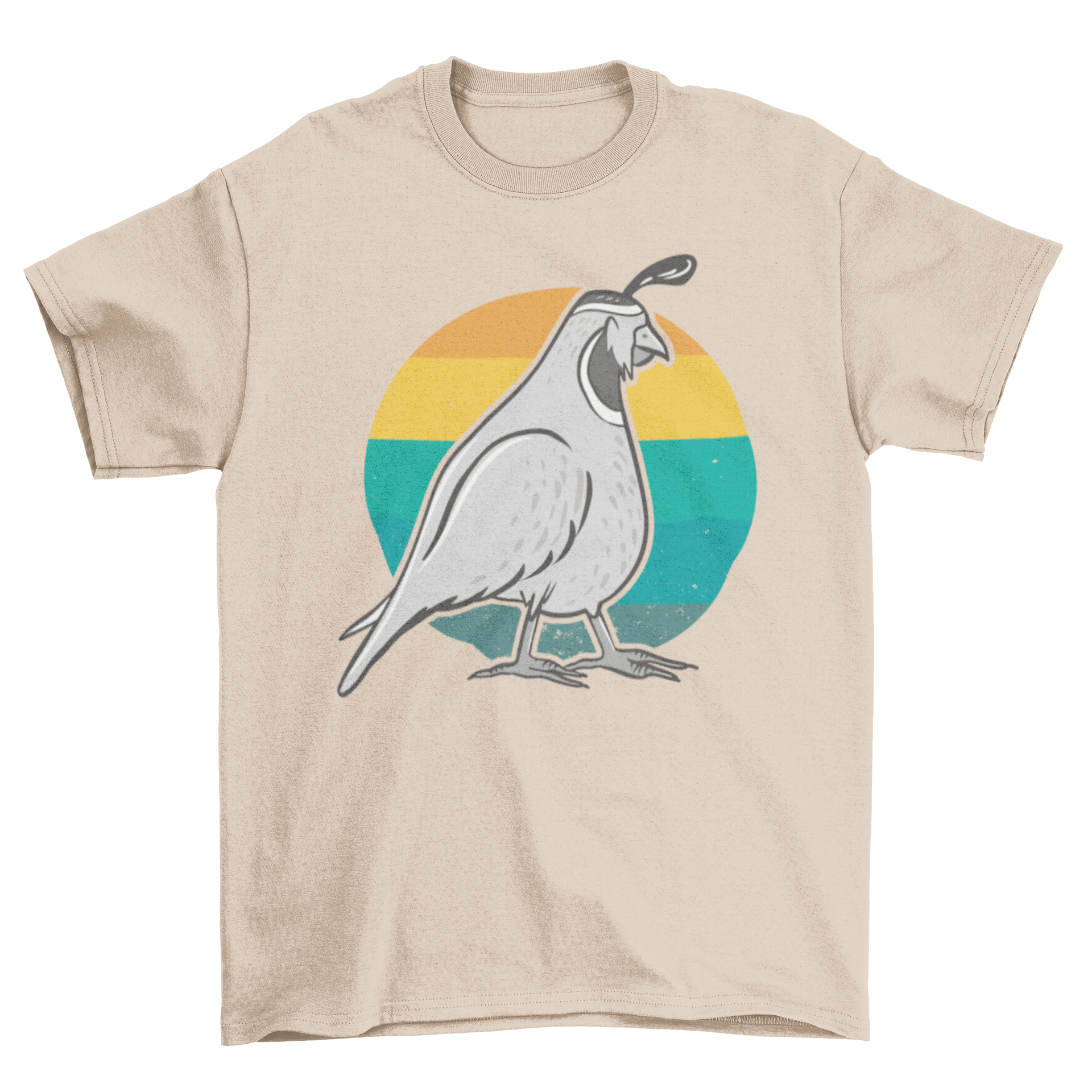 Vintage Quail T-shirt featuring a detailed quail illustration in a retro circle design.