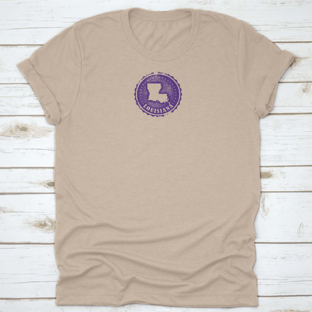 Vintage Style Louisiana USA State Stamp t-shirt made from 100% cotton, featuring a classic fit and midweight fabric.