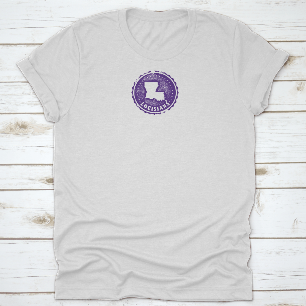 Vintage Style Louisiana USA State Stamp t-shirt made from 100% cotton, featuring a classic fit and midweight fabric.