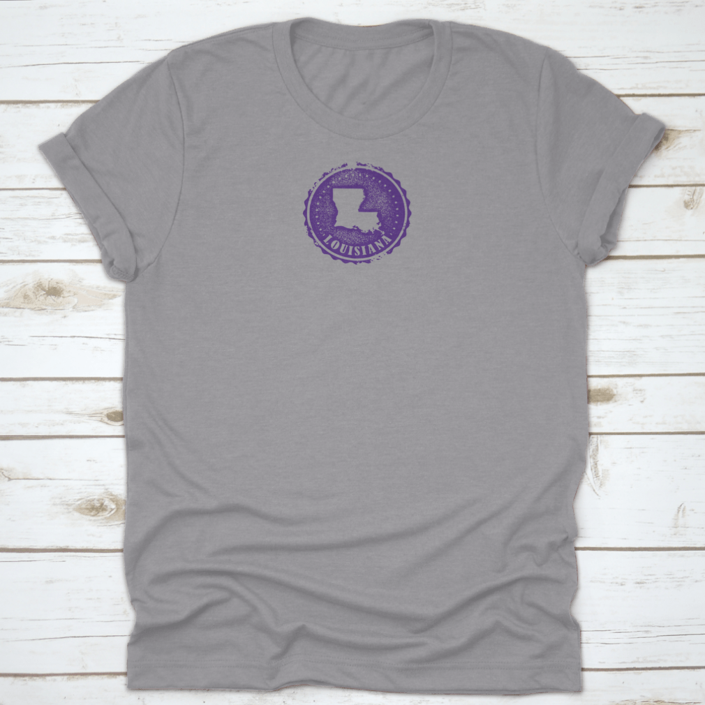 Vintage Style Louisiana USA State Stamp t-shirt made from 100% cotton, featuring a classic fit and midweight fabric.