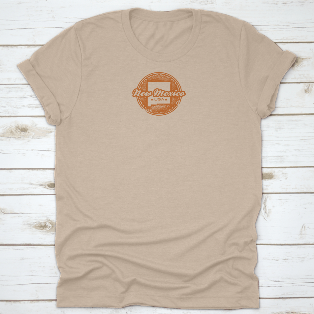 Vintage Style New Mexico USA State T-Shirt in Sport Grey, showcasing a classic fit and midweight fabric, perfect for travel enthusiasts.