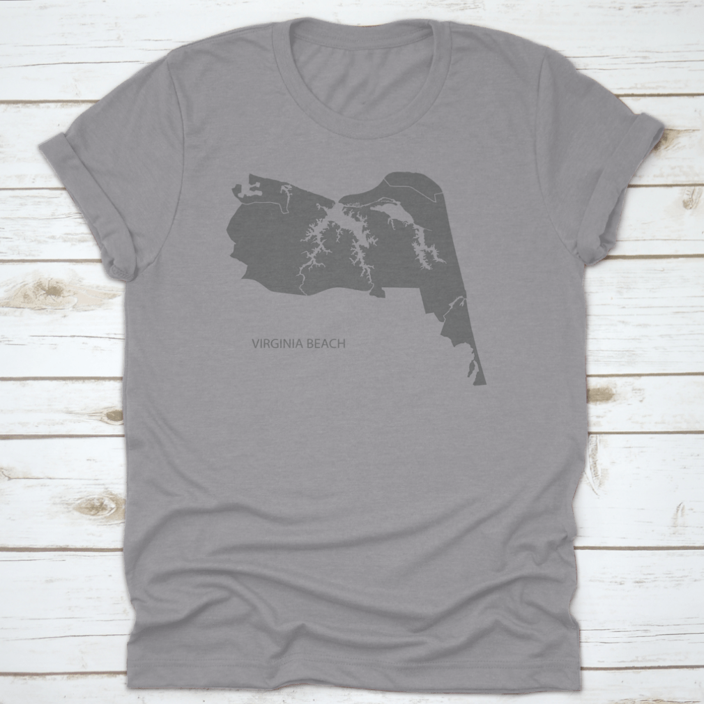 Virginia Beach City Gray Map featuring detailed neighborhood illustrations in a stylish grey design.