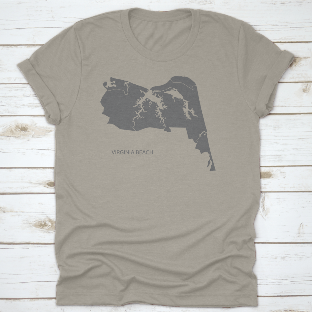 Virginia Beach City Gray Map featuring detailed neighborhood illustrations in a stylish grey design.