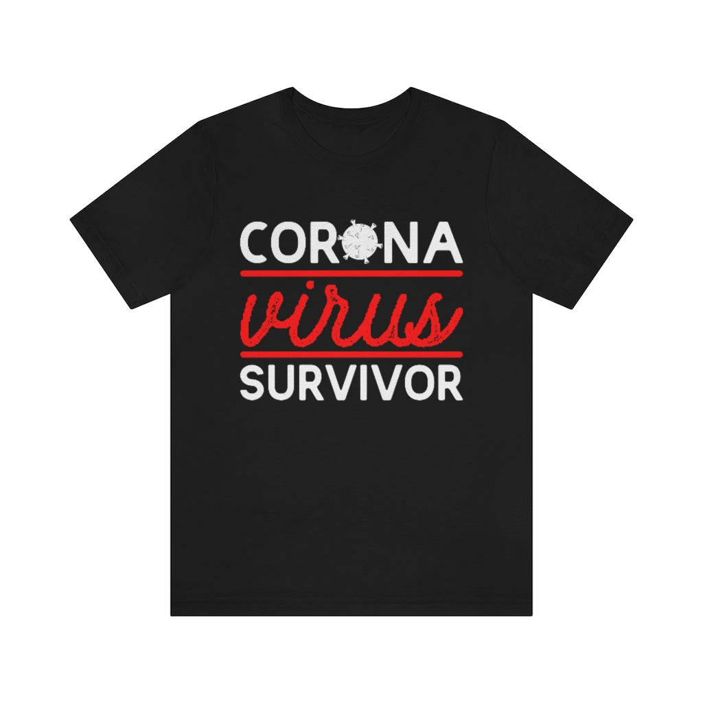 Virus Survivor t-shirt made of 100% soft cotton, featuring a retail fit and lightweight fabric, available in various colors.