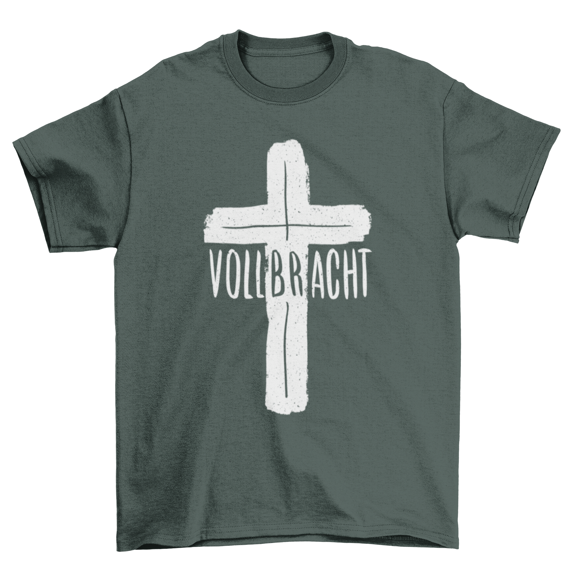 Vollbracth Cross T-shirt Design featuring a grunge brush style cross and the word VOLLBRACHT, suitable for various merchandise.