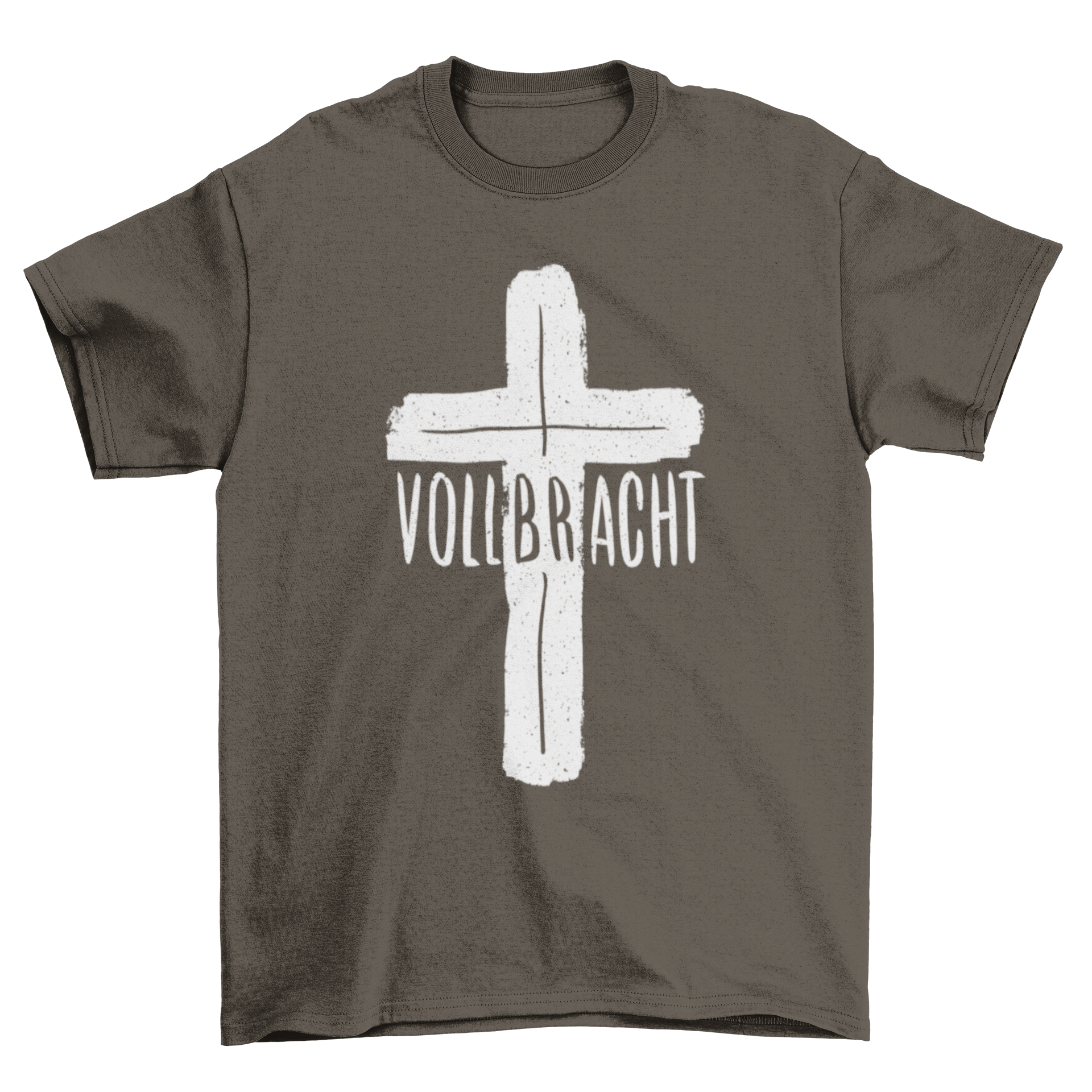 Vollbracth Cross T-shirt Design featuring a grunge brush style cross and the word VOLLBRACHT, suitable for various merchandise.