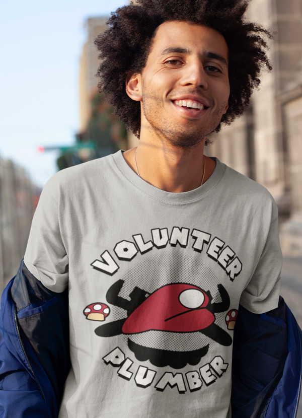 Volunteer Plumber B T-shirt made from soft ringspun cotton, featuring a stylish design suitable for plumbing enthusiasts.