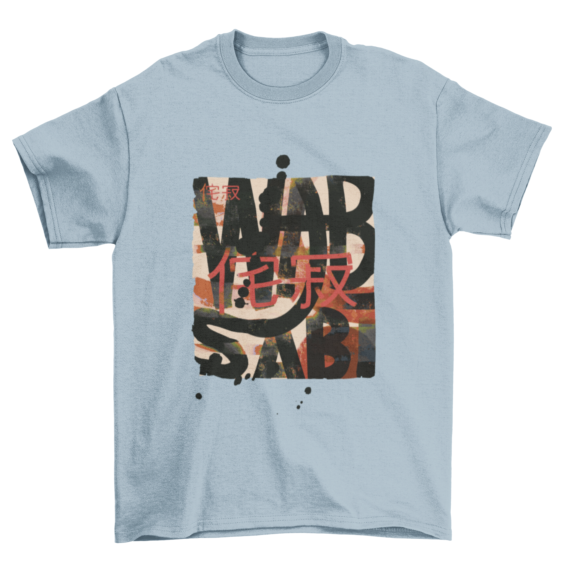 A stylish Wabi Sabi Japanese t-shirt featuring the quote in elegant Japanese script, showcasing a minimalist design.