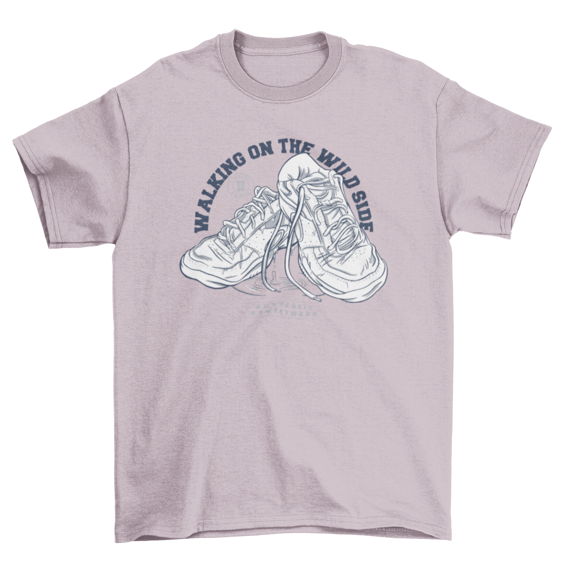 Walking on the Wild Side sneaker t-shirt featuring a stylish sneaker design and motivational quote.