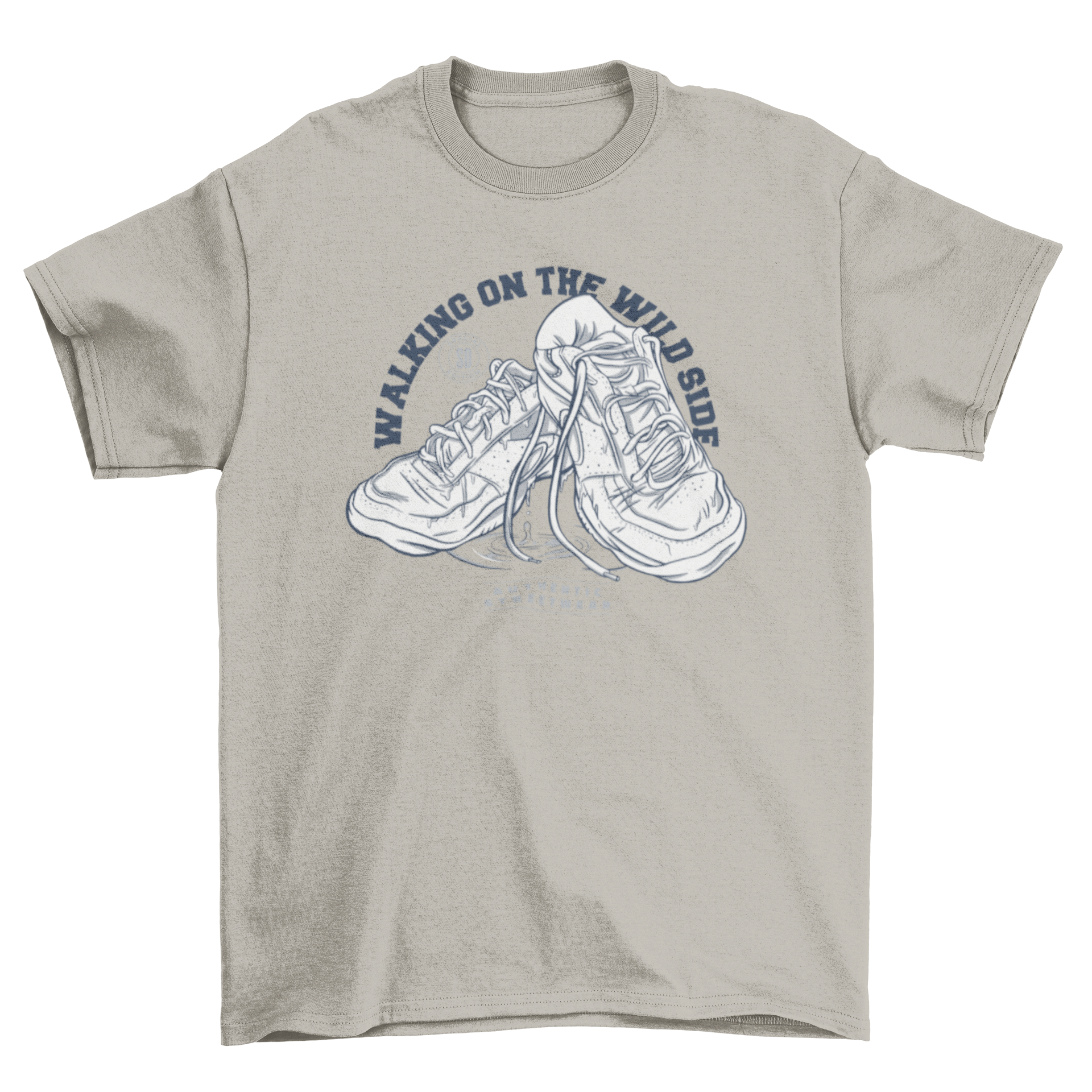 Walking on the Wild Side sneaker t-shirt featuring a stylish sneaker design and motivational quote.