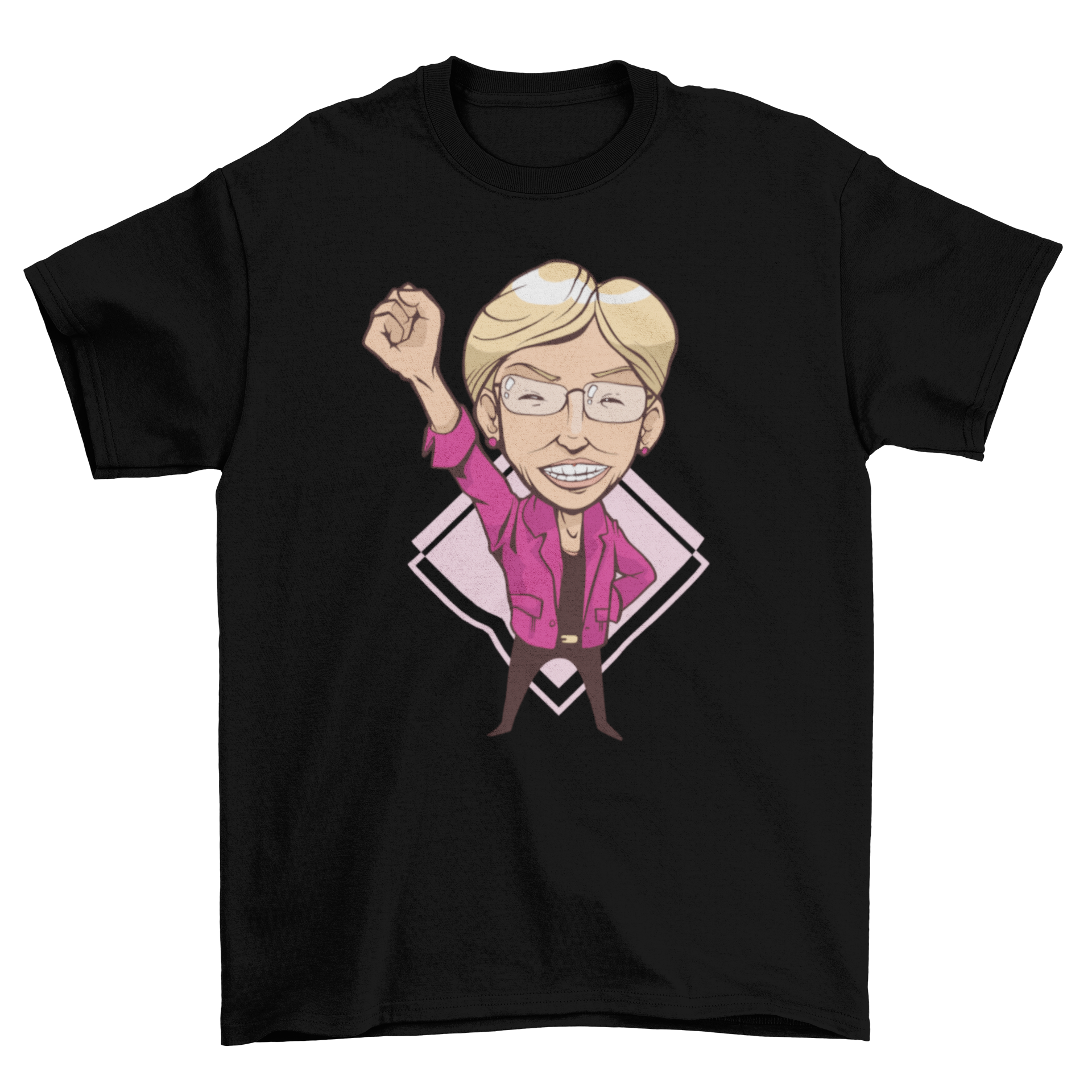 Warren cartoon t-shirt featuring a colorful illustration of Elizabeth Warren, perfect for supporters.