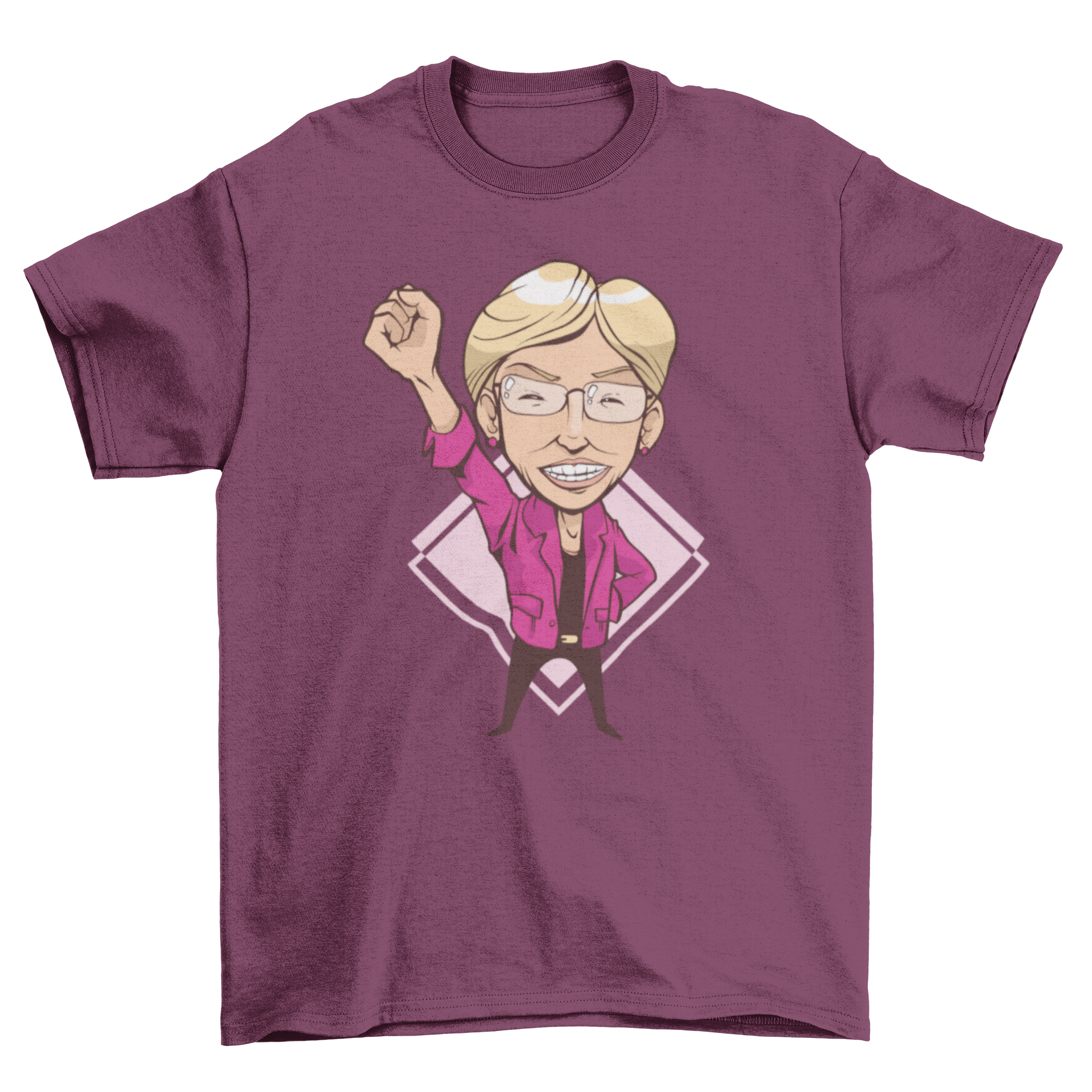 Warren cartoon t-shirt featuring a colorful illustration of Elizabeth Warren, perfect for supporters.