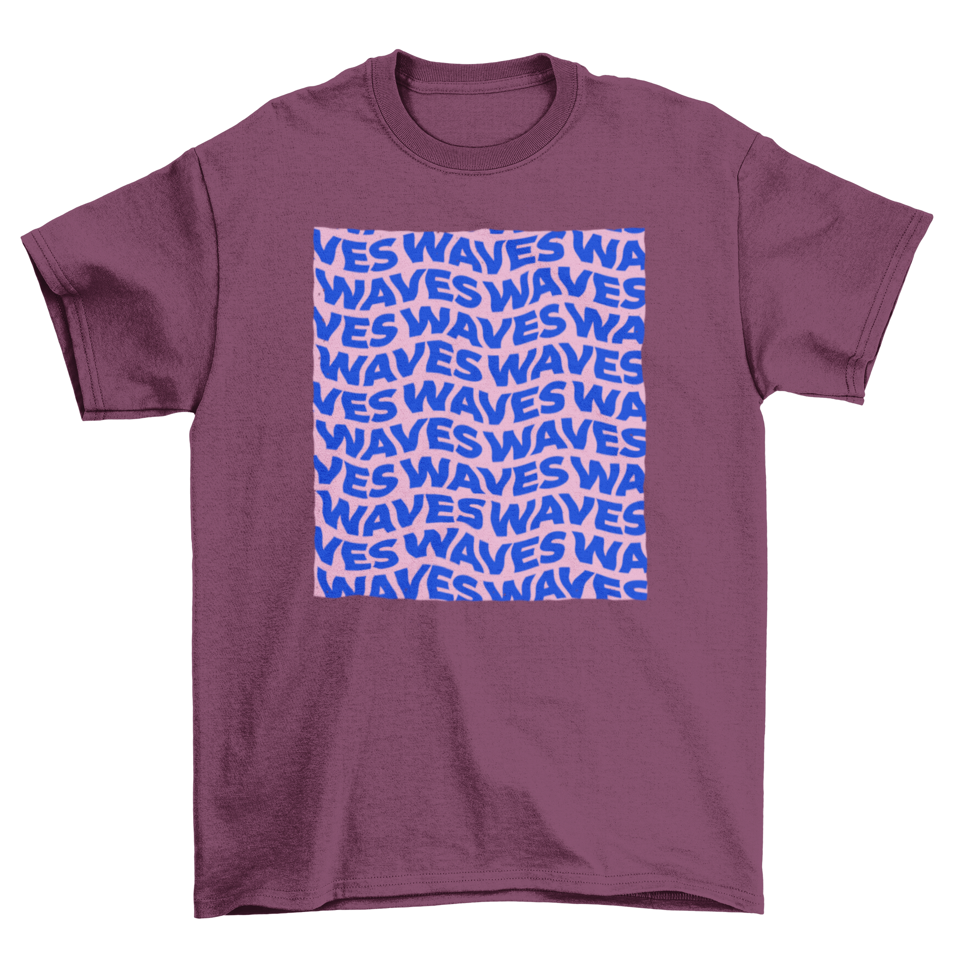 Waves Texts Illusions T-Shirt featuring a unique wave text design in vibrant colors.