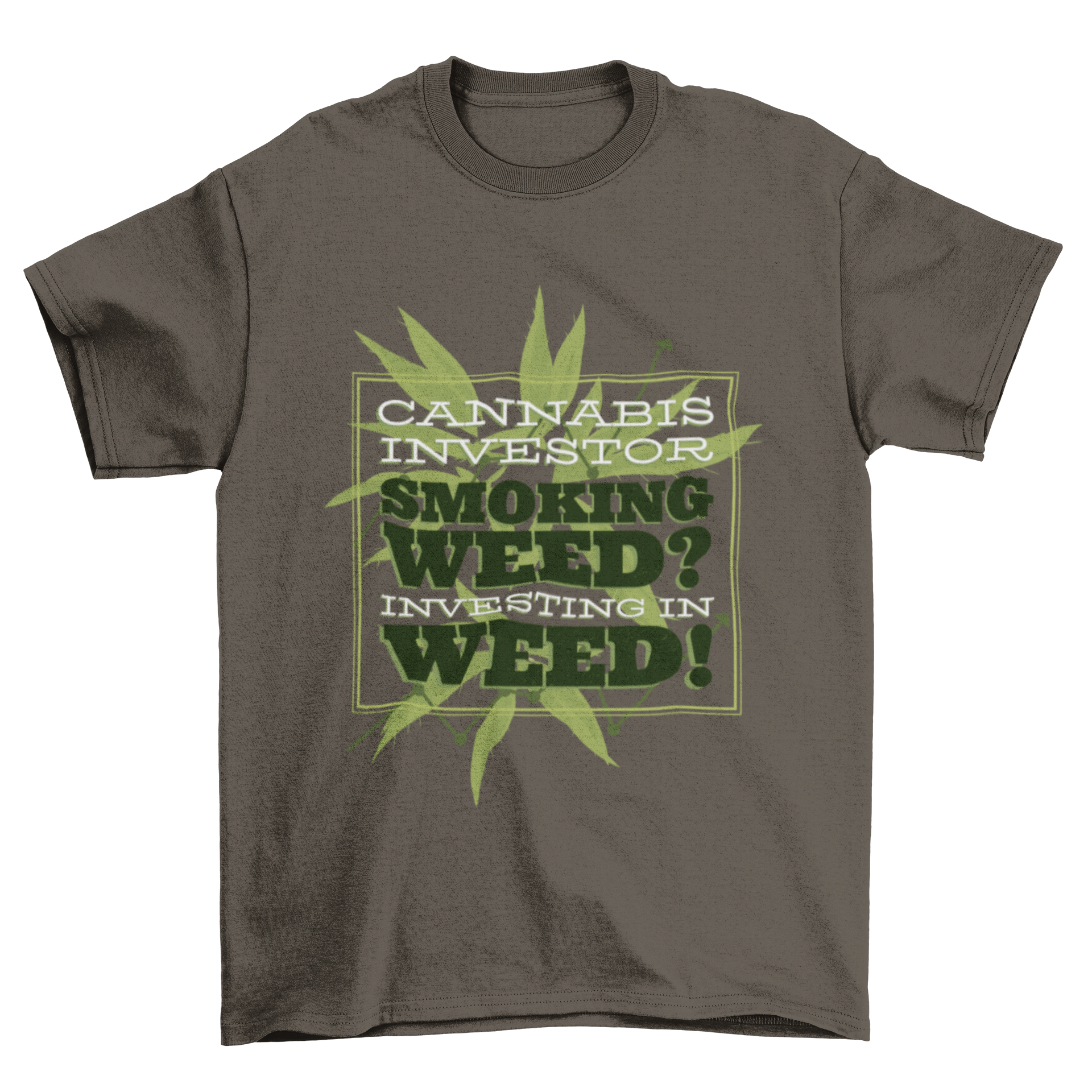 Weed Investors T-shirt Design featuring bold lettering about cannabis investing.