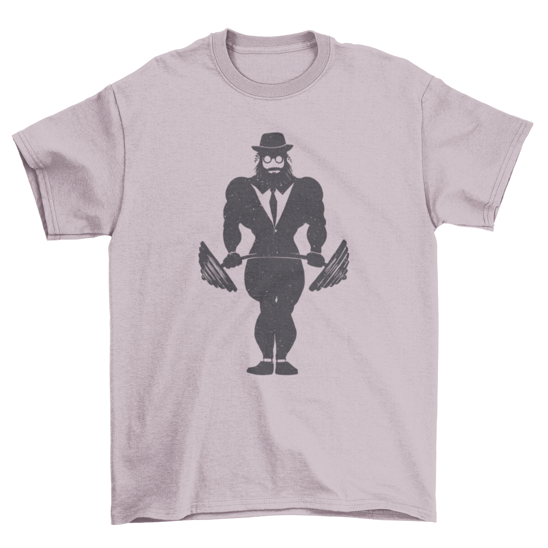 A stylish t-shirt featuring a religious Jewish man lifting weights, showcasing strength and cultural pride.