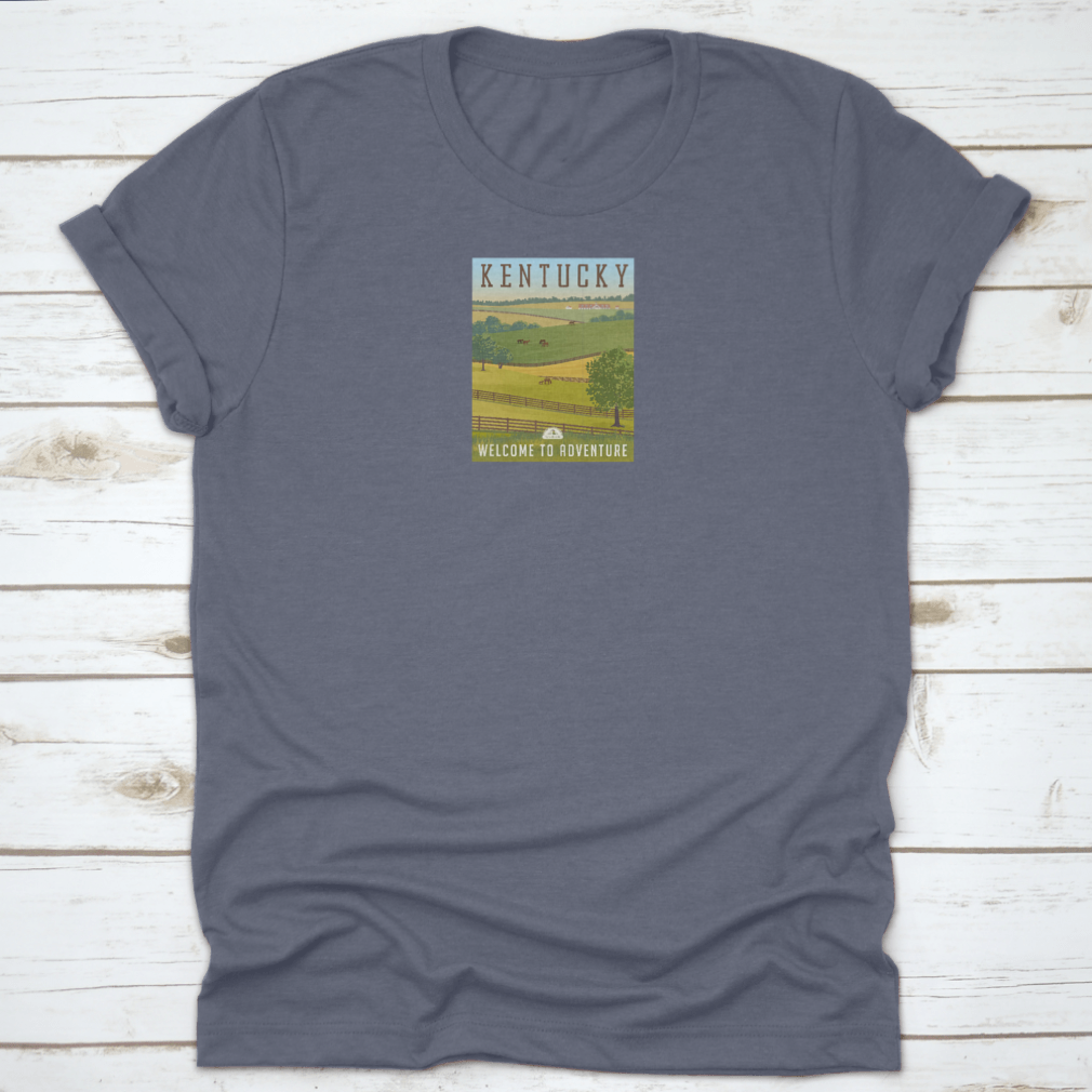 A comfortable Kentucky Scenic Farm Landscape T-shirt made from 100% cotton, featuring a beautiful design inspired by nature.